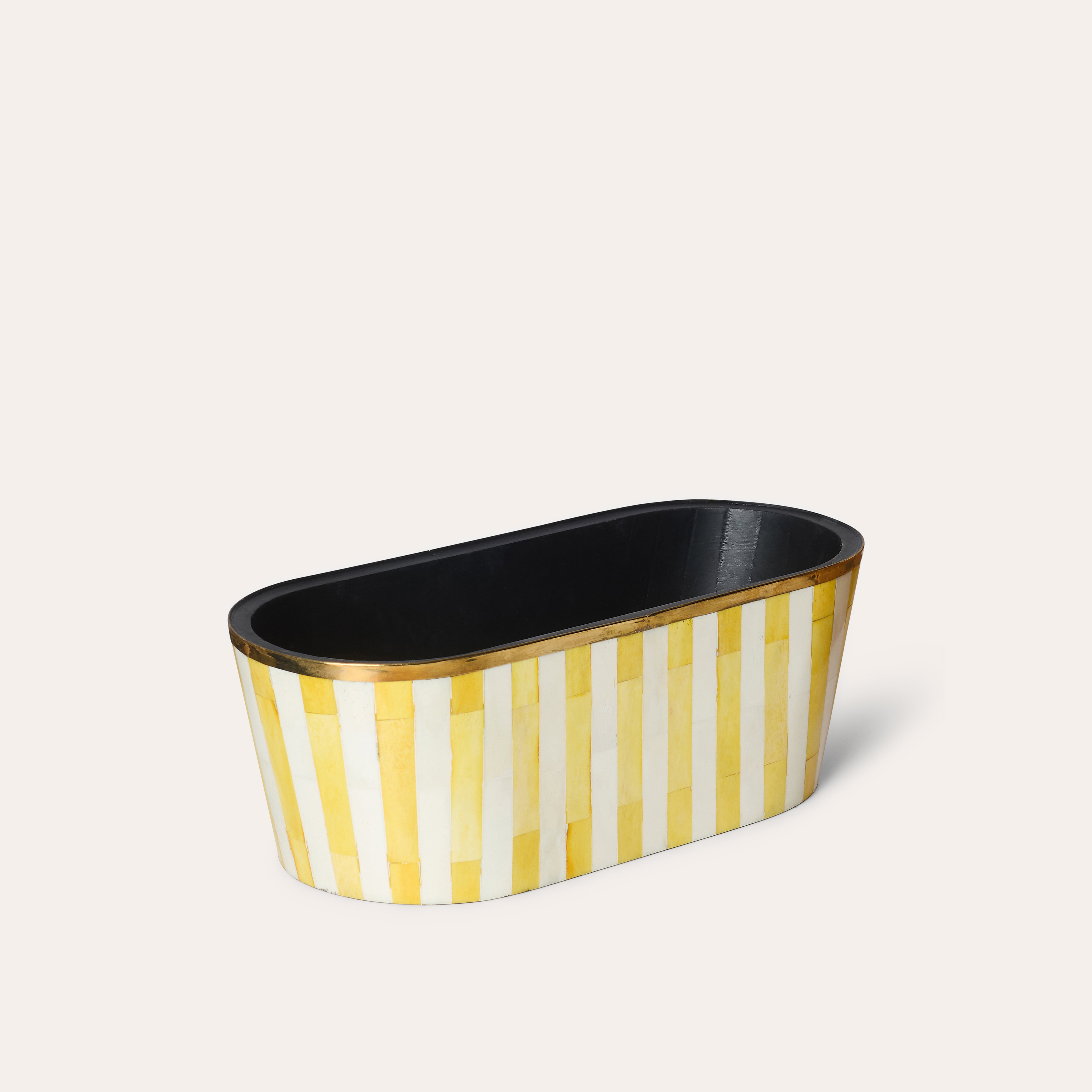Oblong Inlay Planter | Large | Yellow | Striped