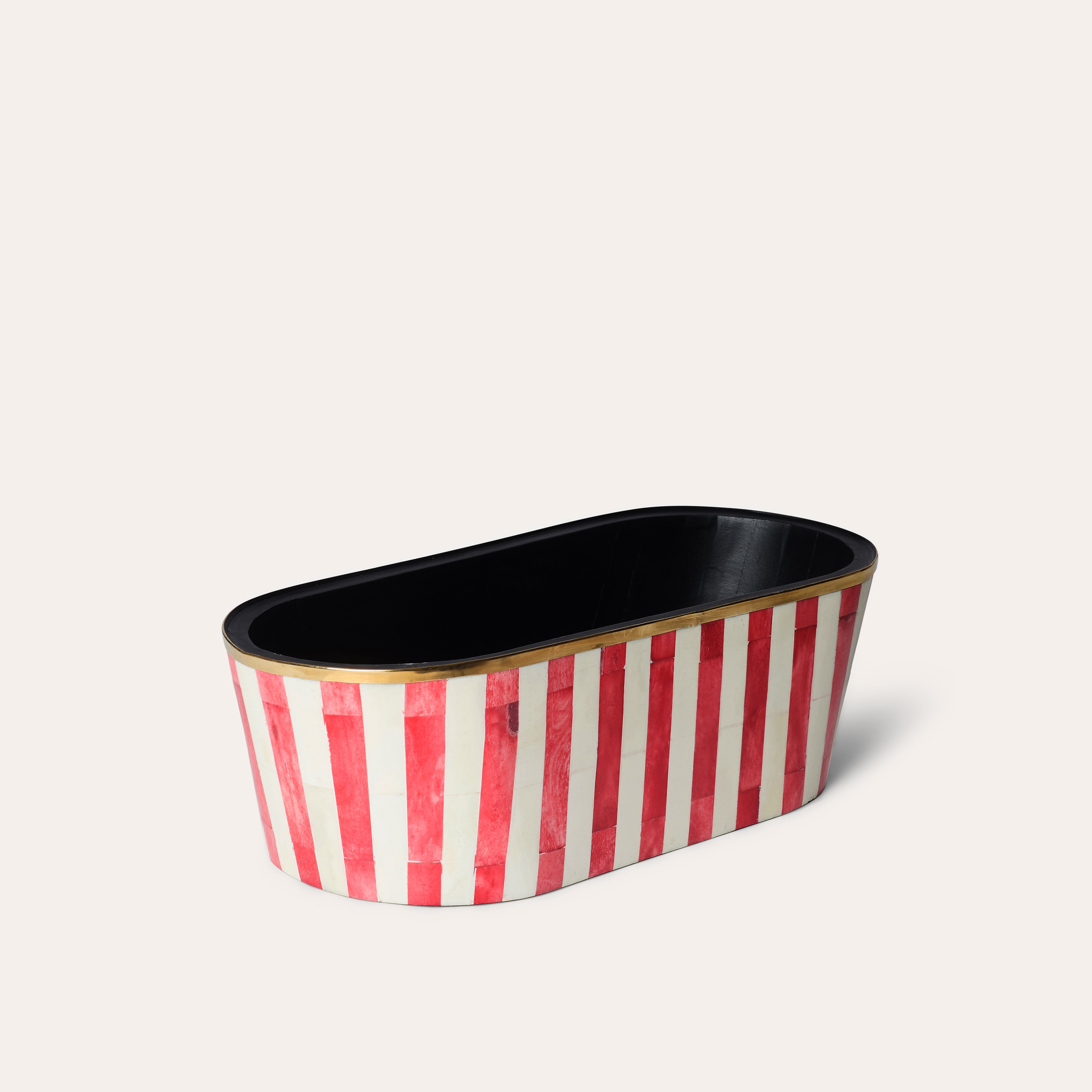Oblong Inlay Planter | Large | Red | Striped