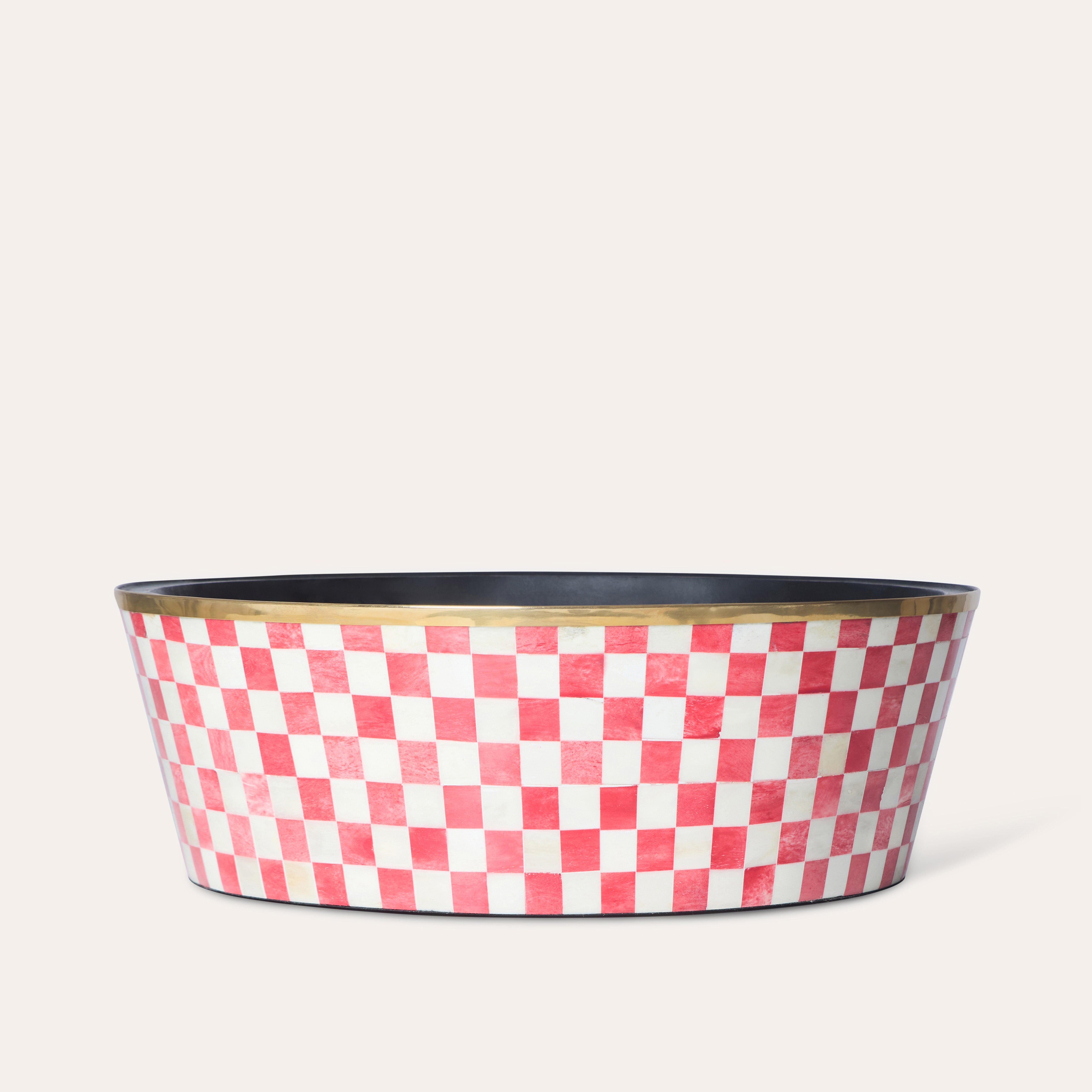 Round Inlay Planter | Large | Red | Chequered