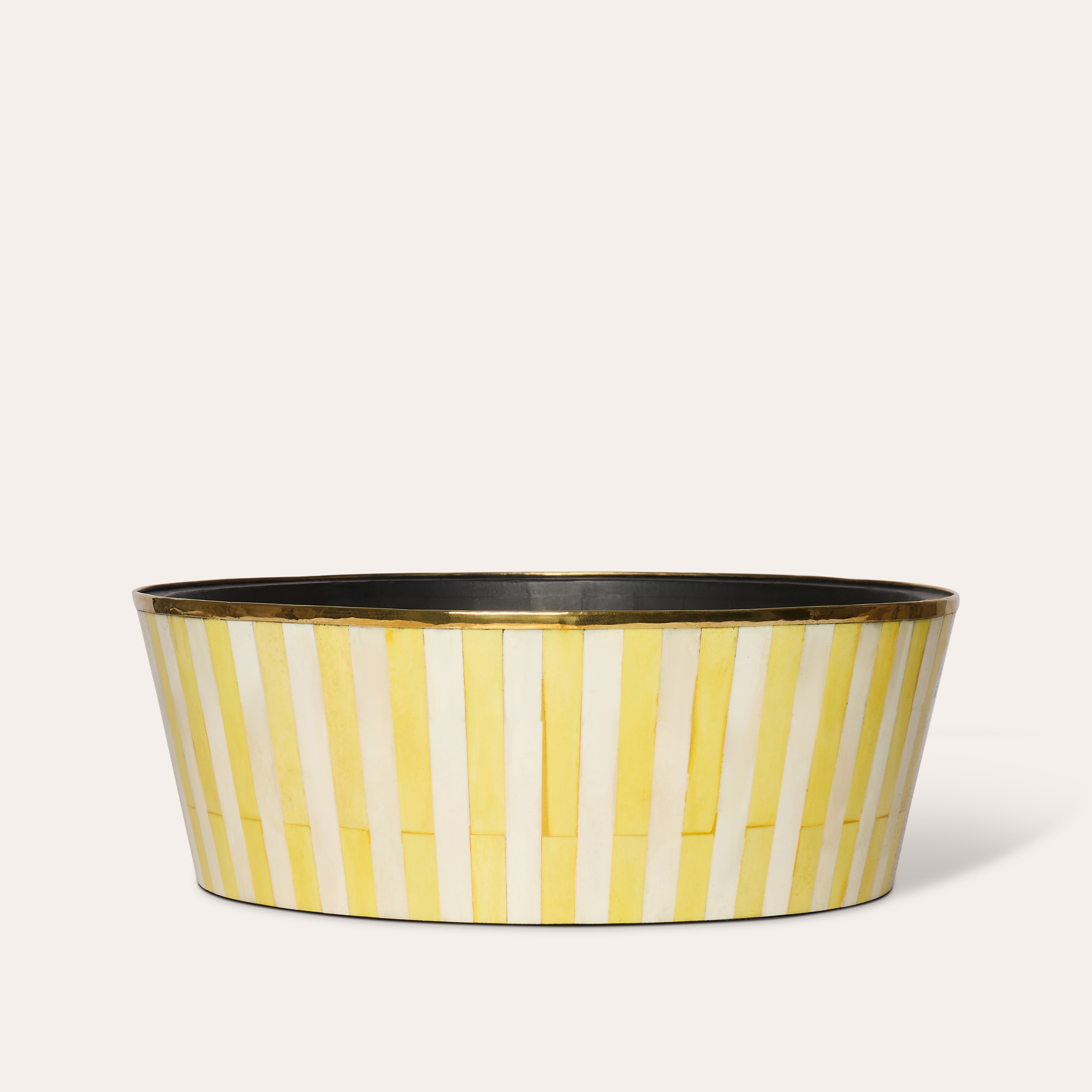 Round Inlay Planter | Large | Yellow | Striped
