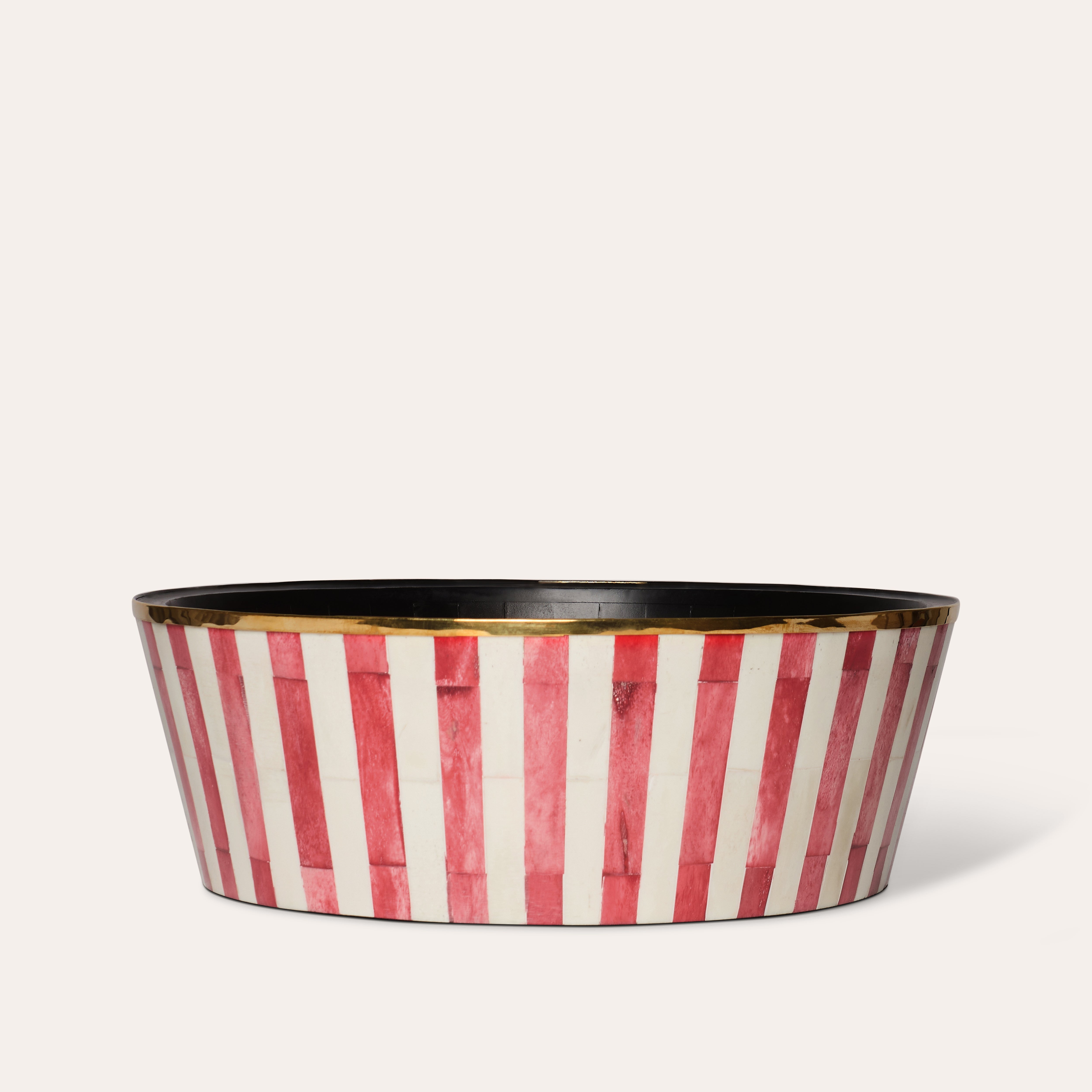 Round Inlay Planter | Large | Red | Striped