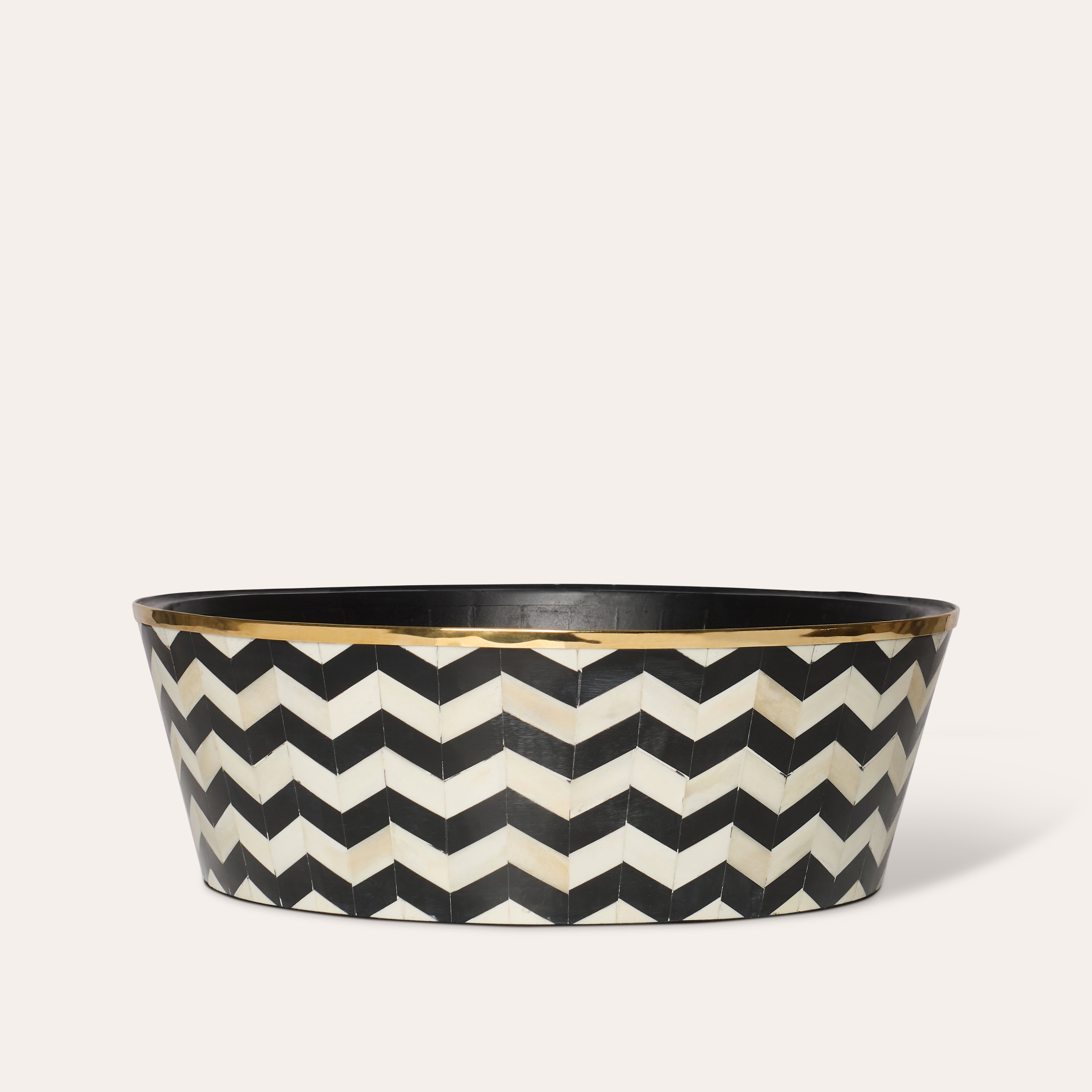 Round Inlay Planter | Large | Black | Chevron