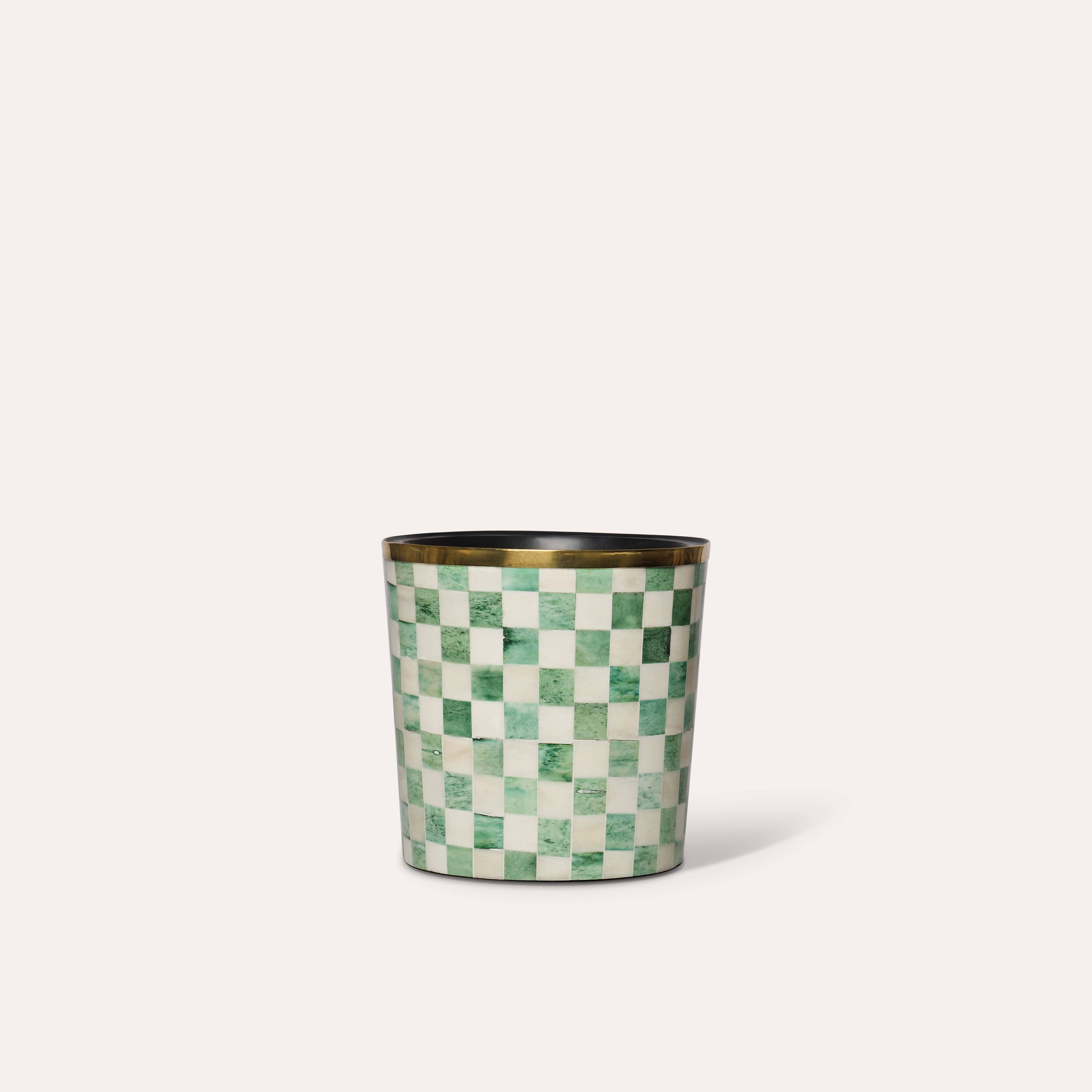 Round Inlay Planter | Medium | Green | Chequered