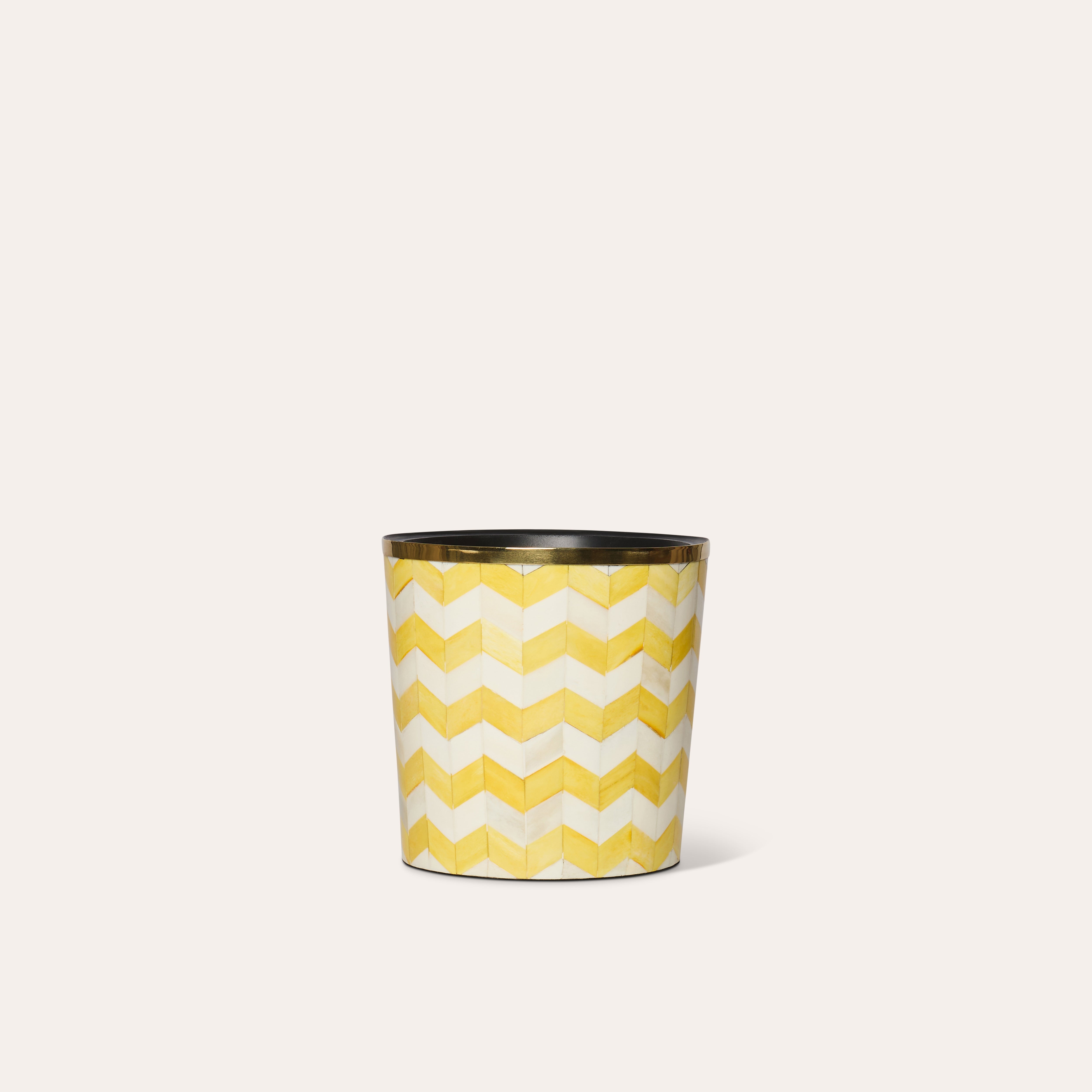 Round Inlay Planter | Medium | Yellow | Chevron