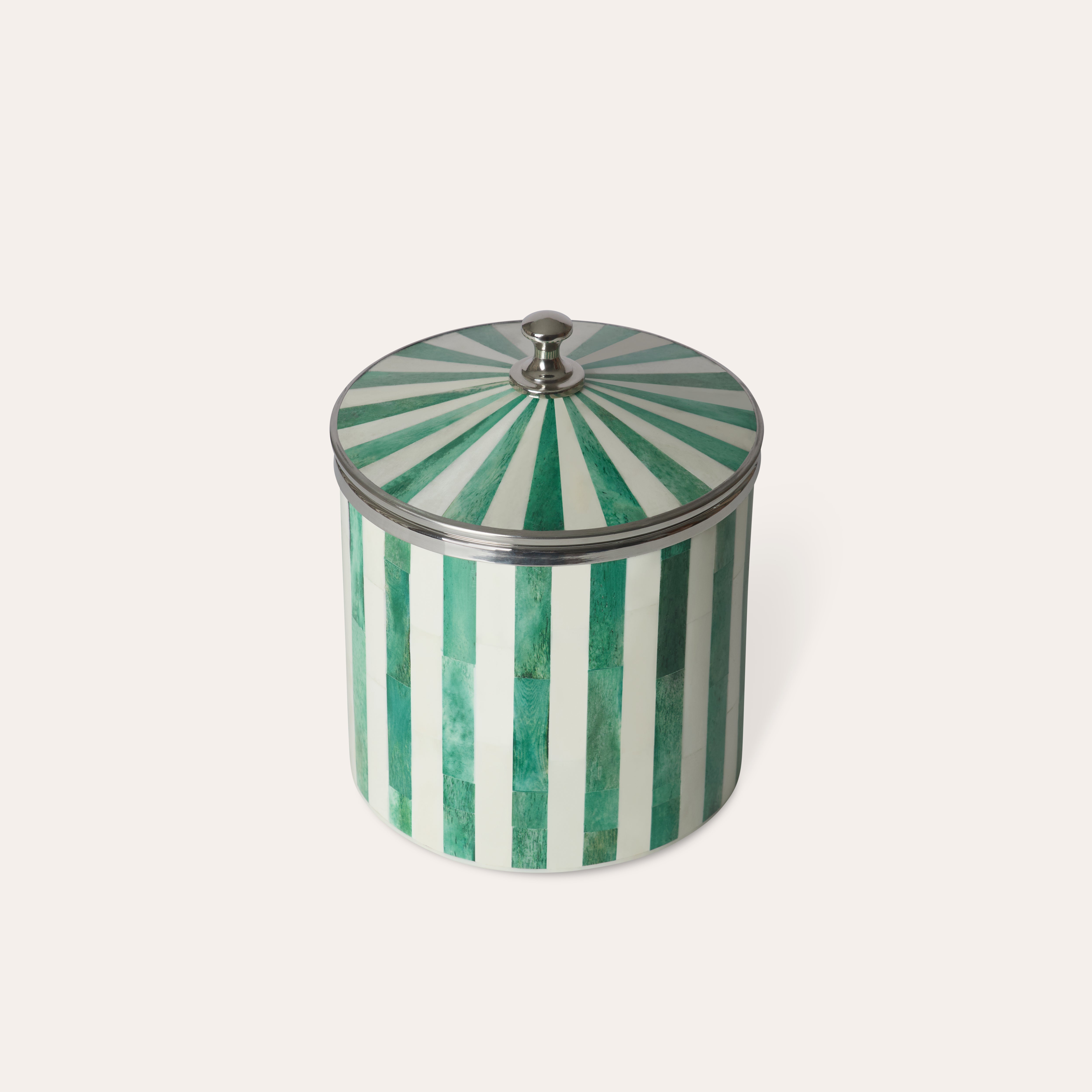 Bone Inlay Ice Bucket | Green & White | Striped