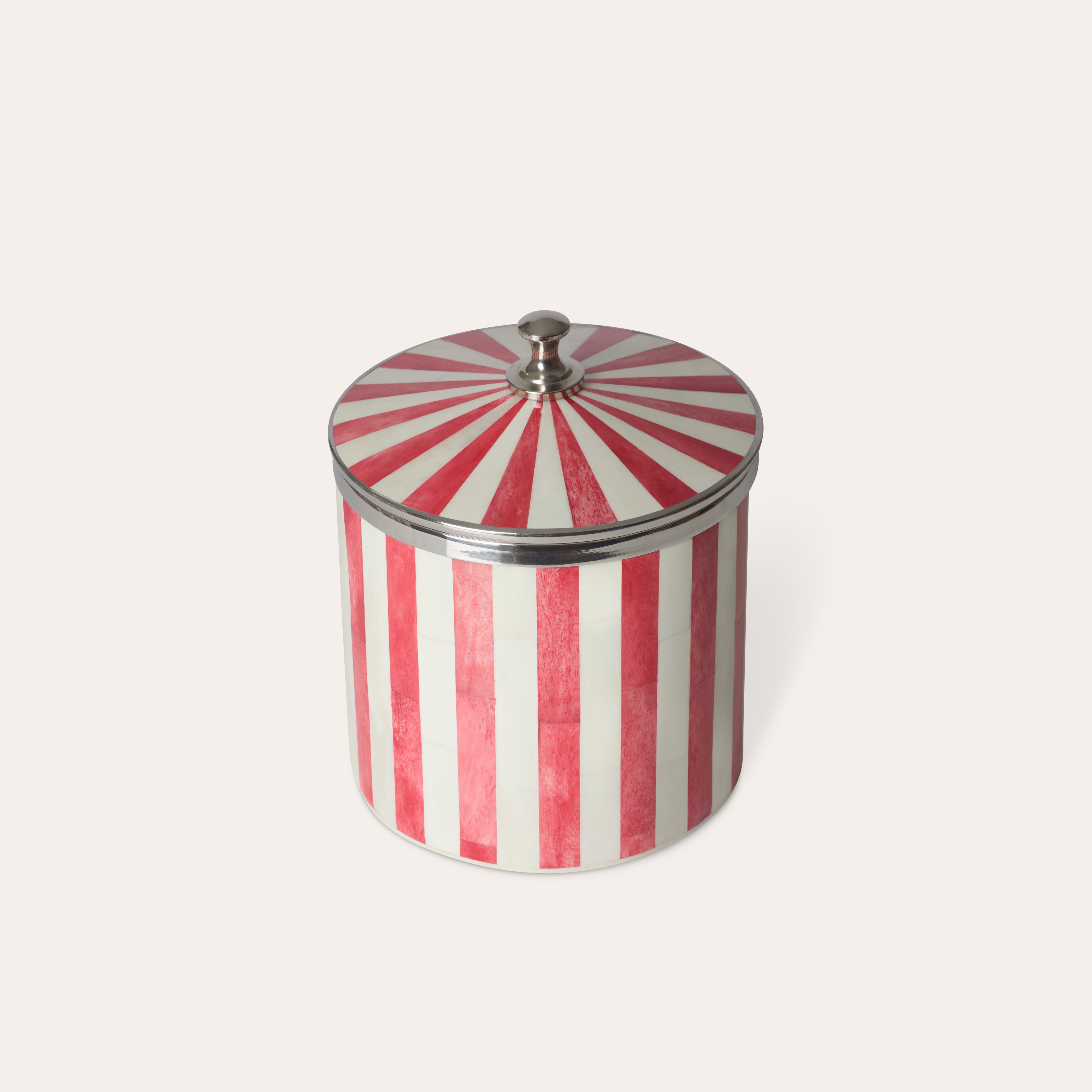 Bone Inlay Ice Bucket | Red & White | Striped