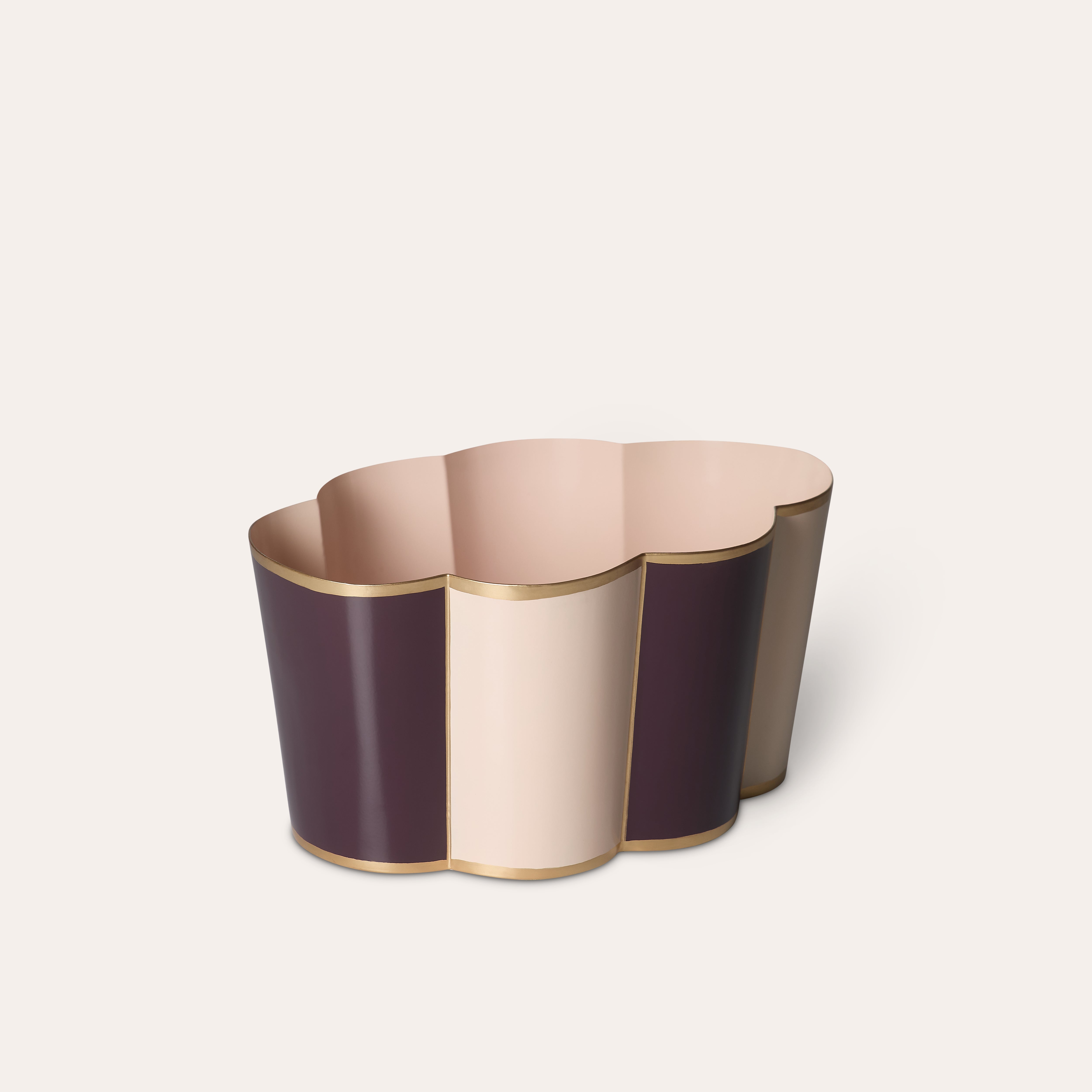 Rounded Scalloped Planter | Large | Rose Pink & Plum Purple | Striped
