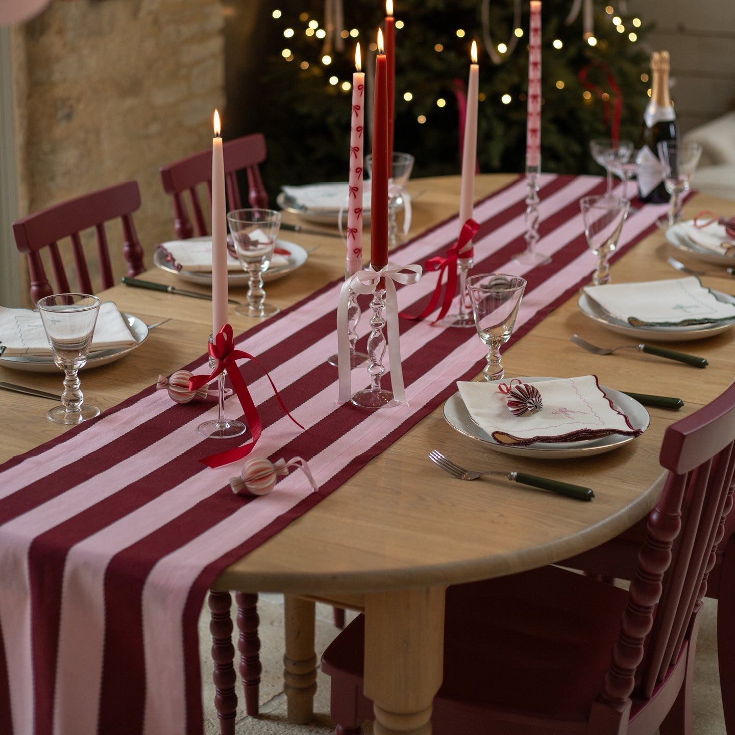 Table Runner - Bold Stripe Burgundy
