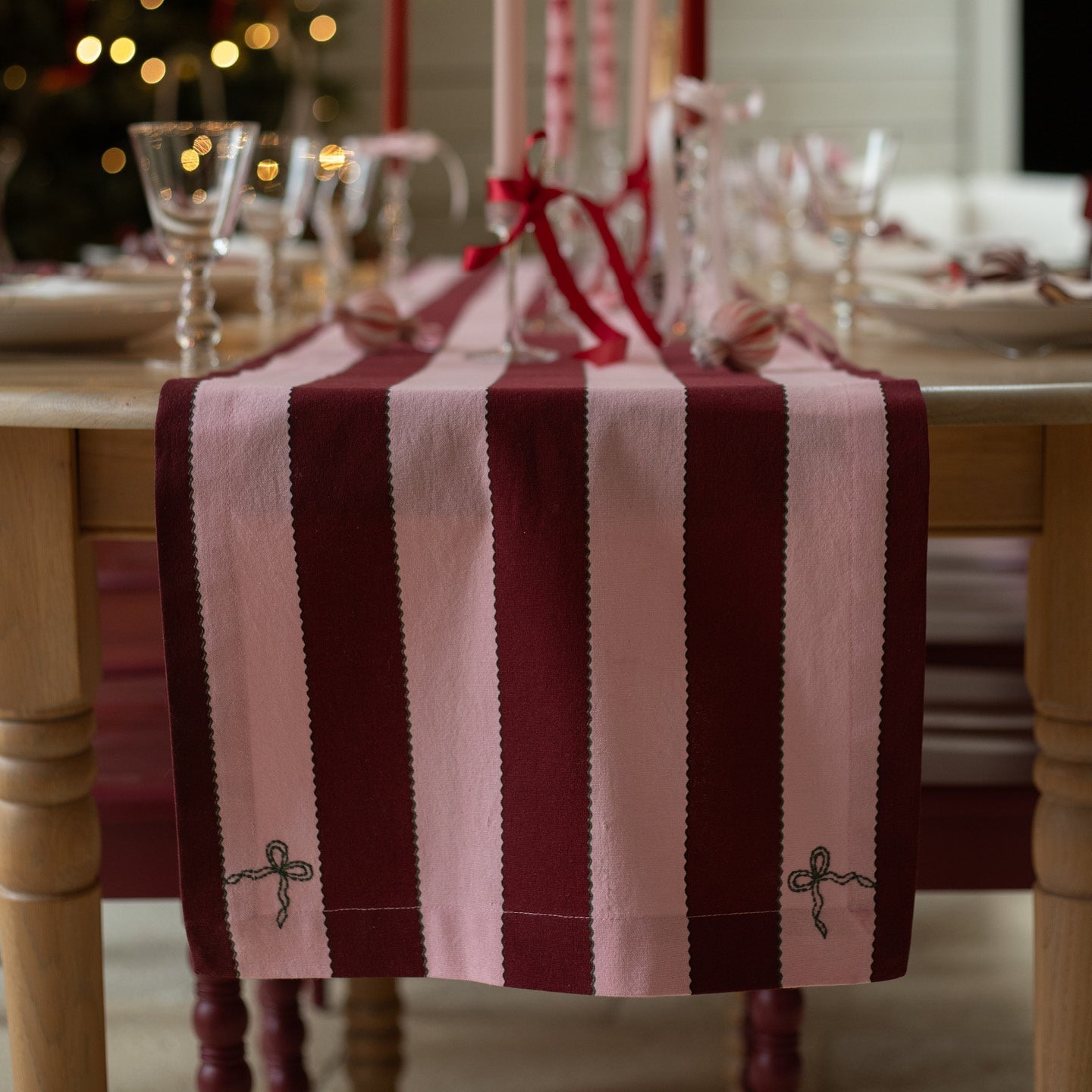 Table Runner - Bold Stripe Burgundy