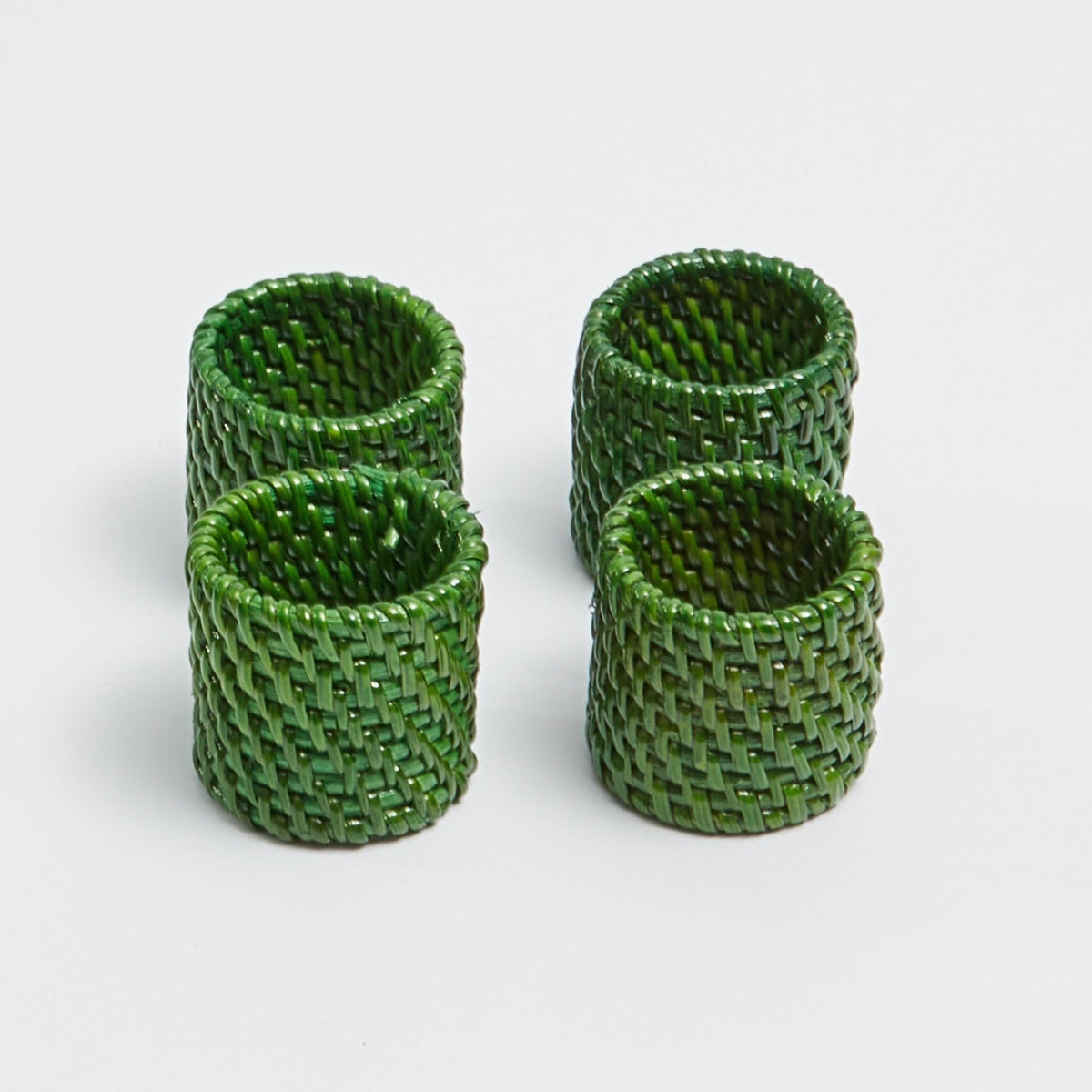 Green Rattan Napkin Rings (Set of 4)