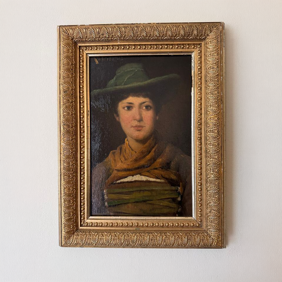Girl in a Green Hat Oil Painting