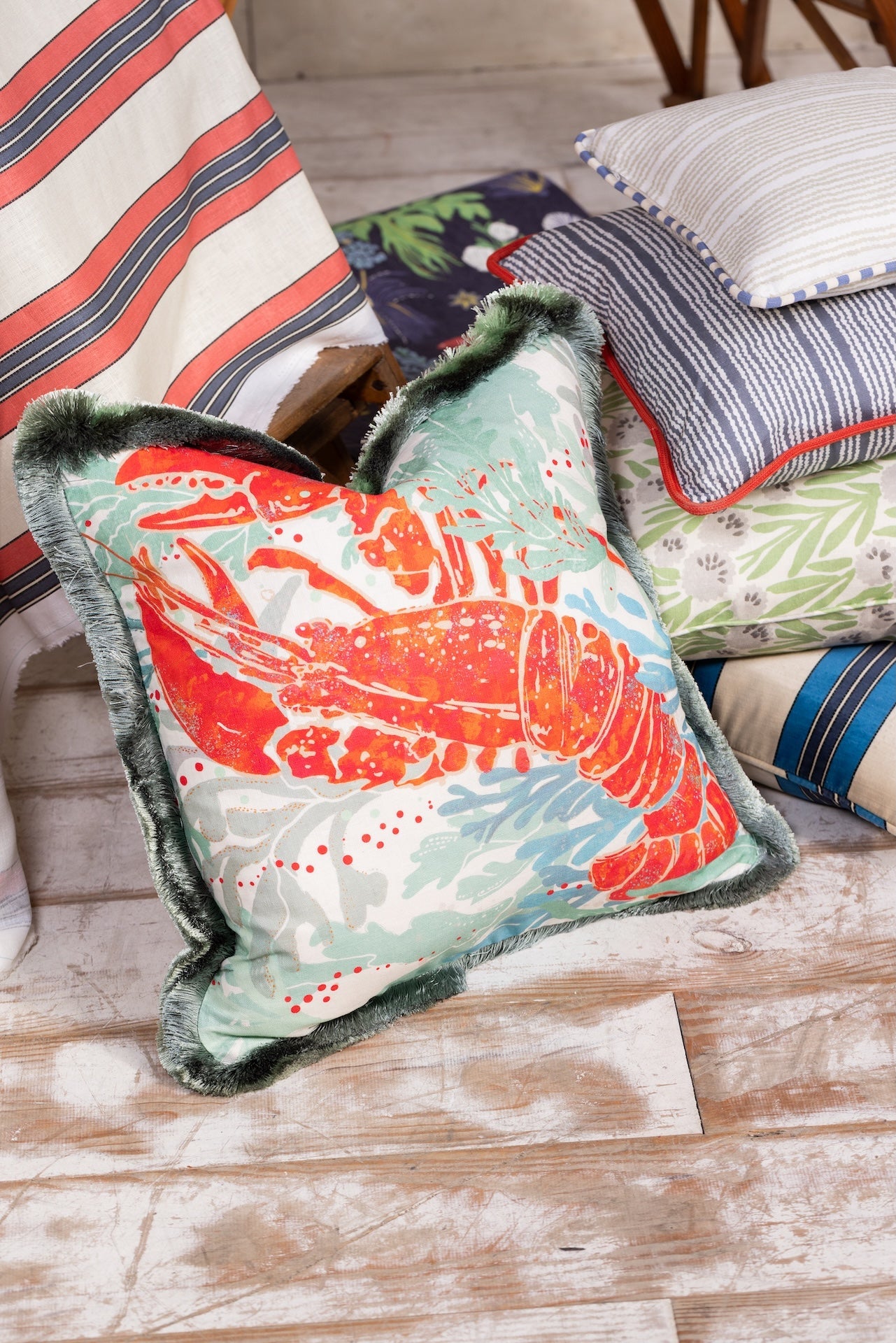 Rock Lobster Fabric - Coral Multi