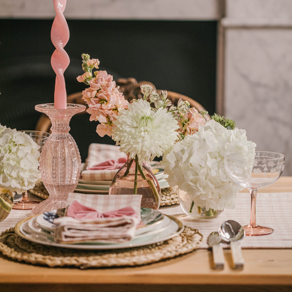 Blush Pink Glass Candle Holder