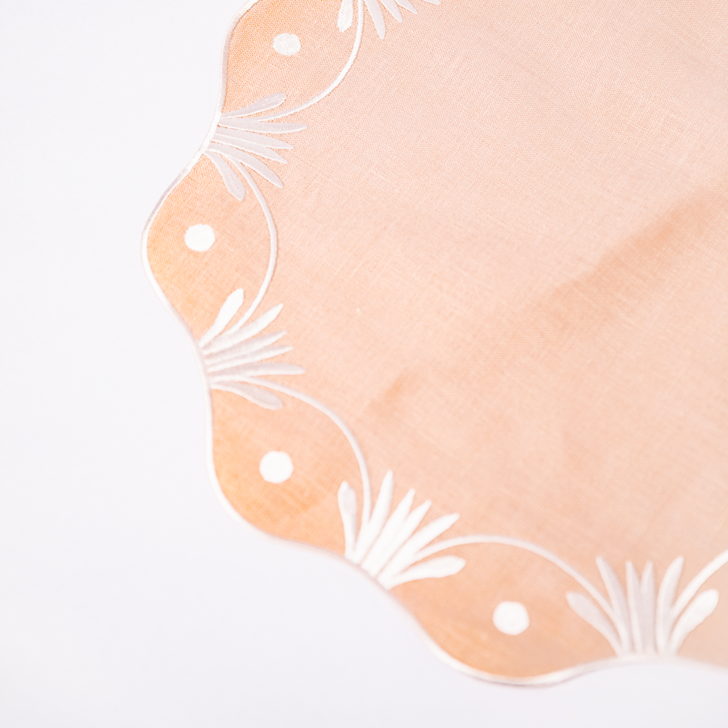 Apricot Flower Embroidered Placemat