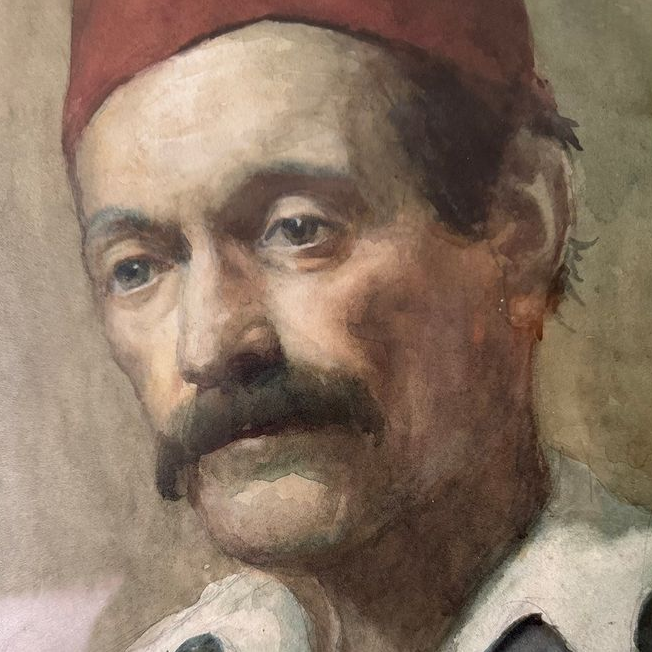 Man in a Fez Watercolour Painting
