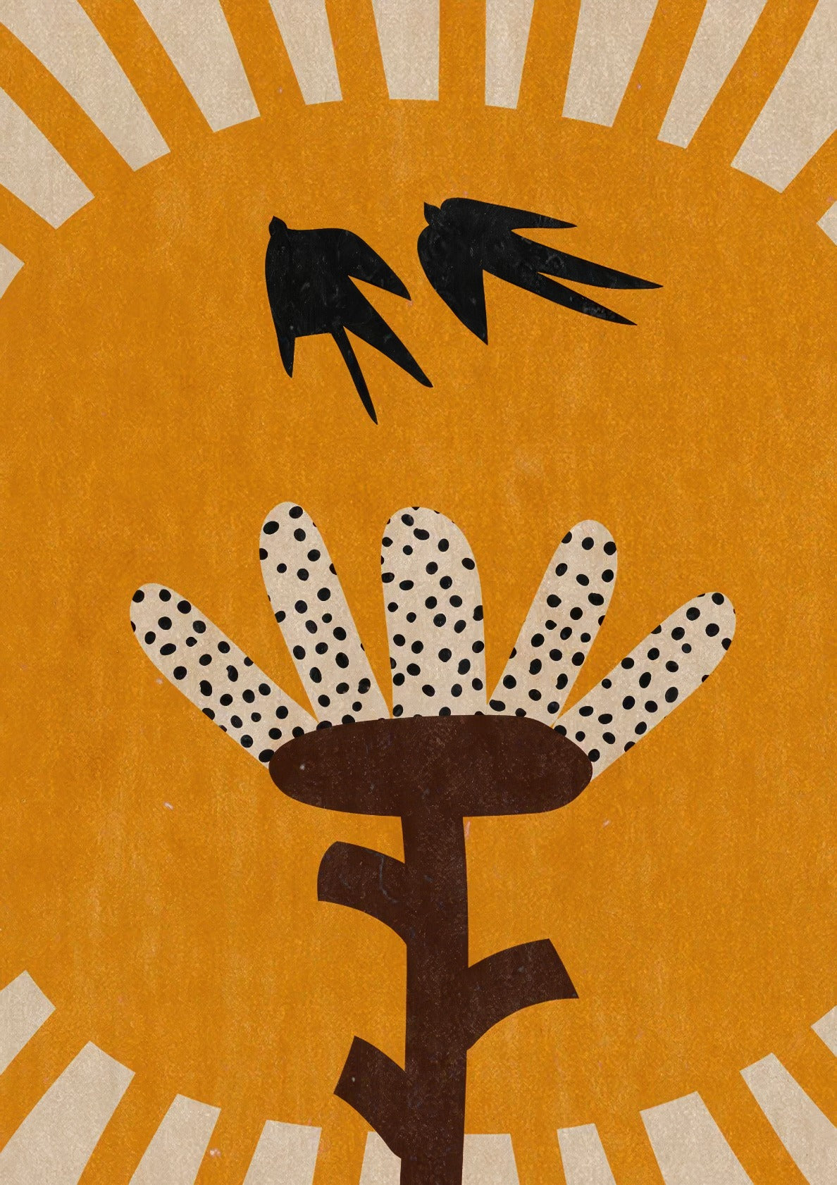 Two swallow birds in the solstice sun Print by Enikő Katalin Eged