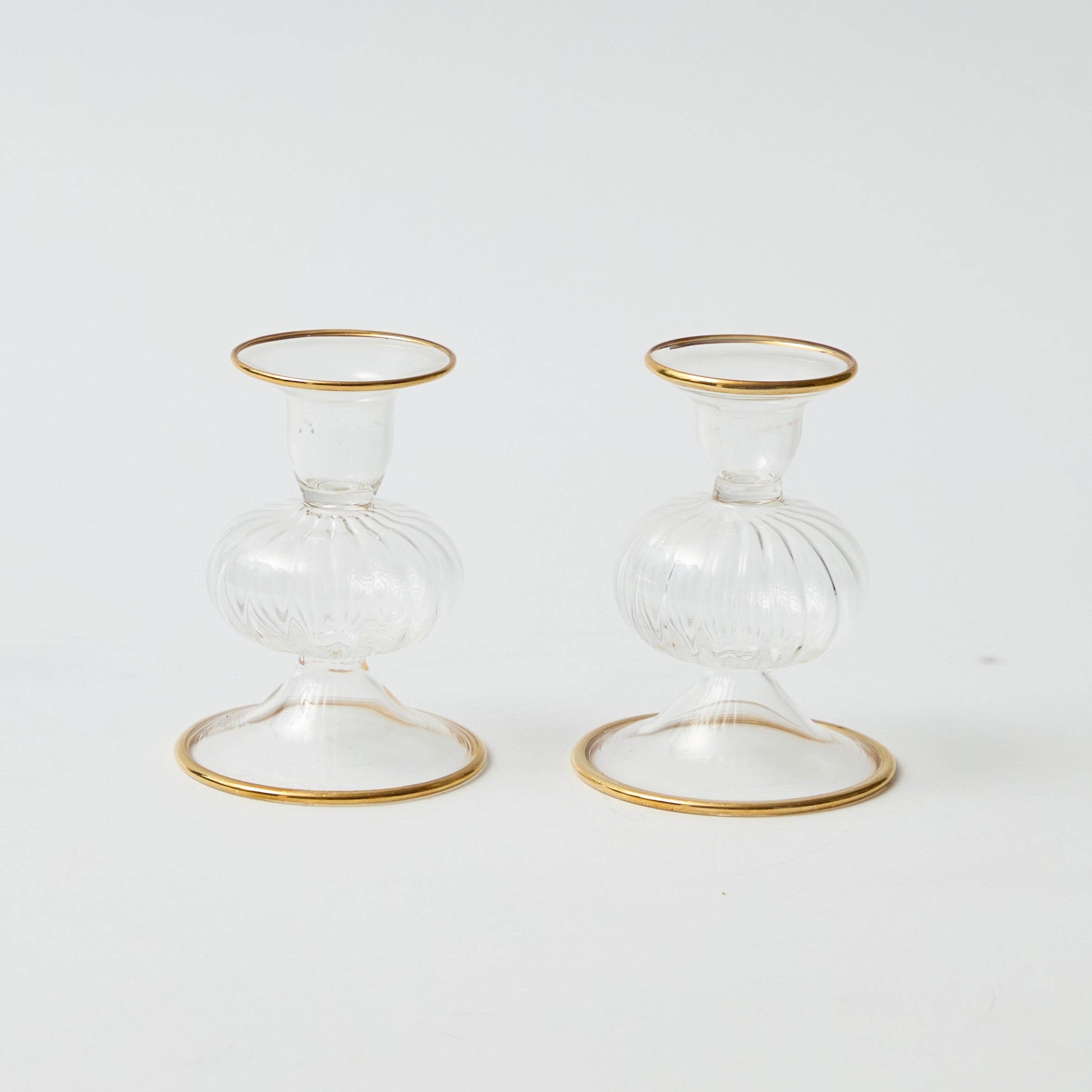 Myla Gold Rimmed Candle Holders (pair)