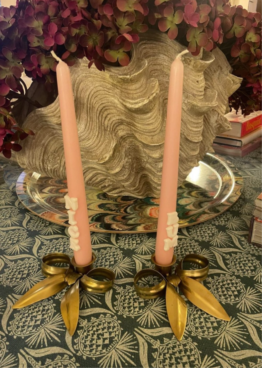 A Pair of Bow Candleholders | Brass