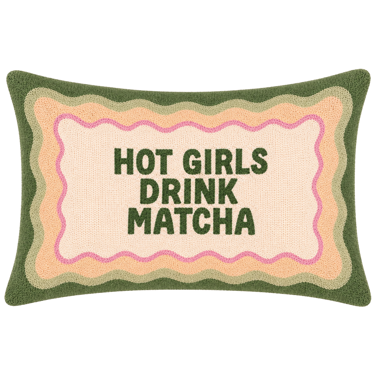 PREORDER Slogan Needlepoint Pillow - Hot Girls Drink Matcha