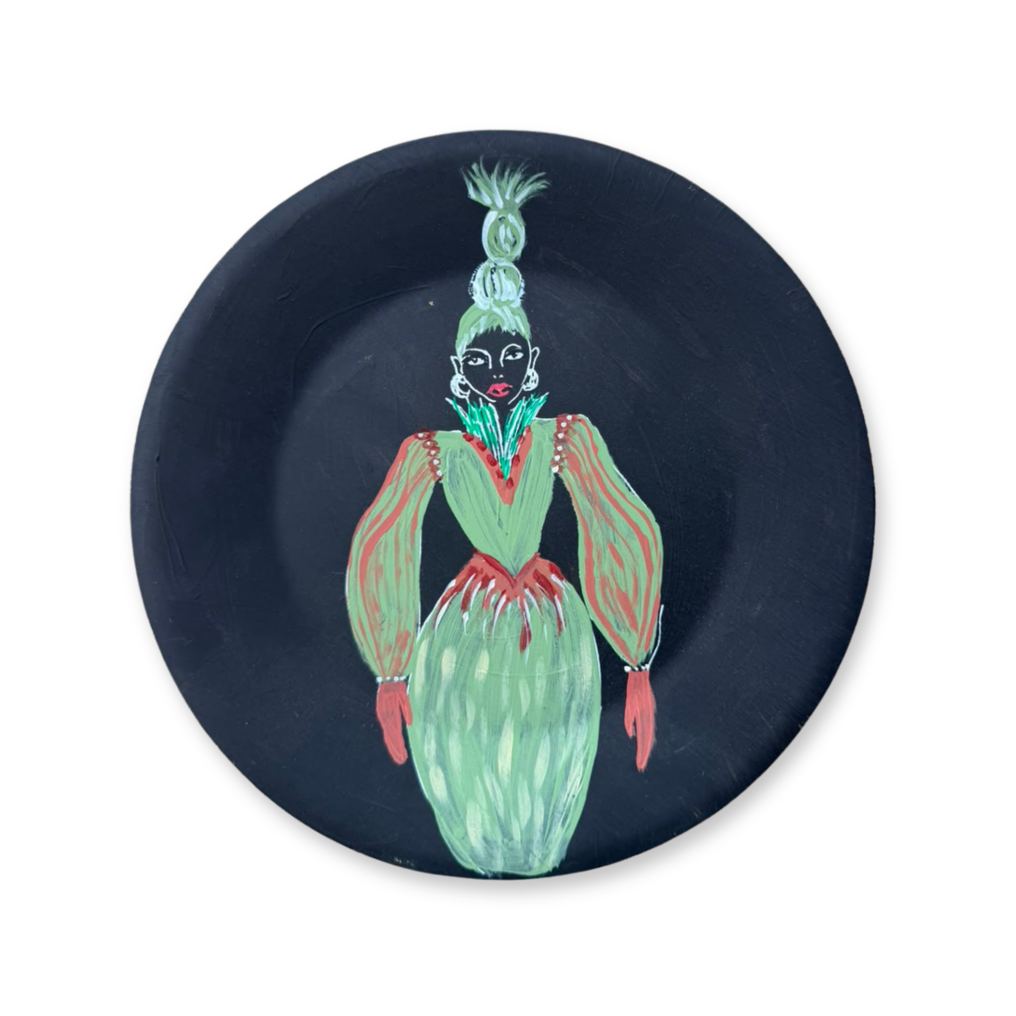 The Damzel Handpainted Decorative Plate by Morgana Burke | Sample Sale