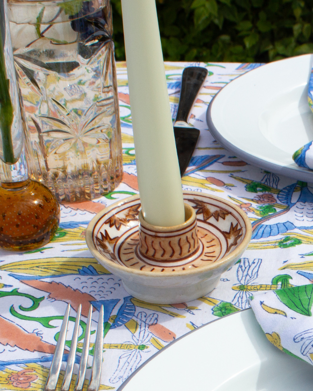 Kite Festival Hand Painted Indian Candle Stick Holder 'Pink City'