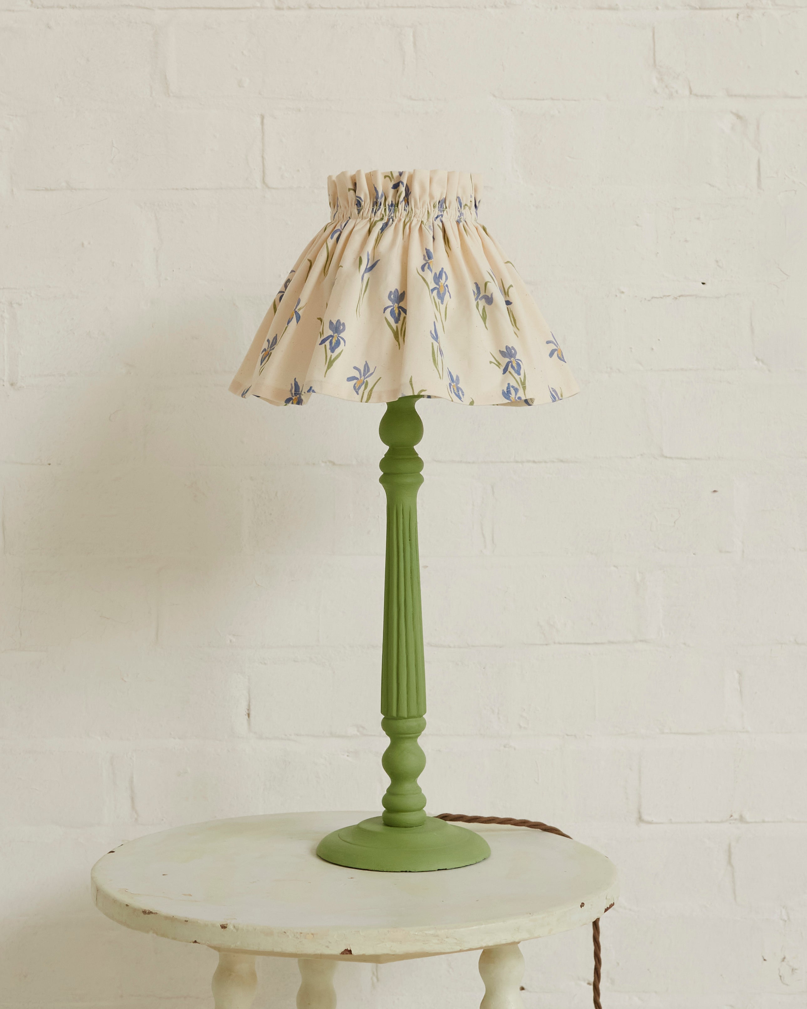 Iris, calico skirt lampshade