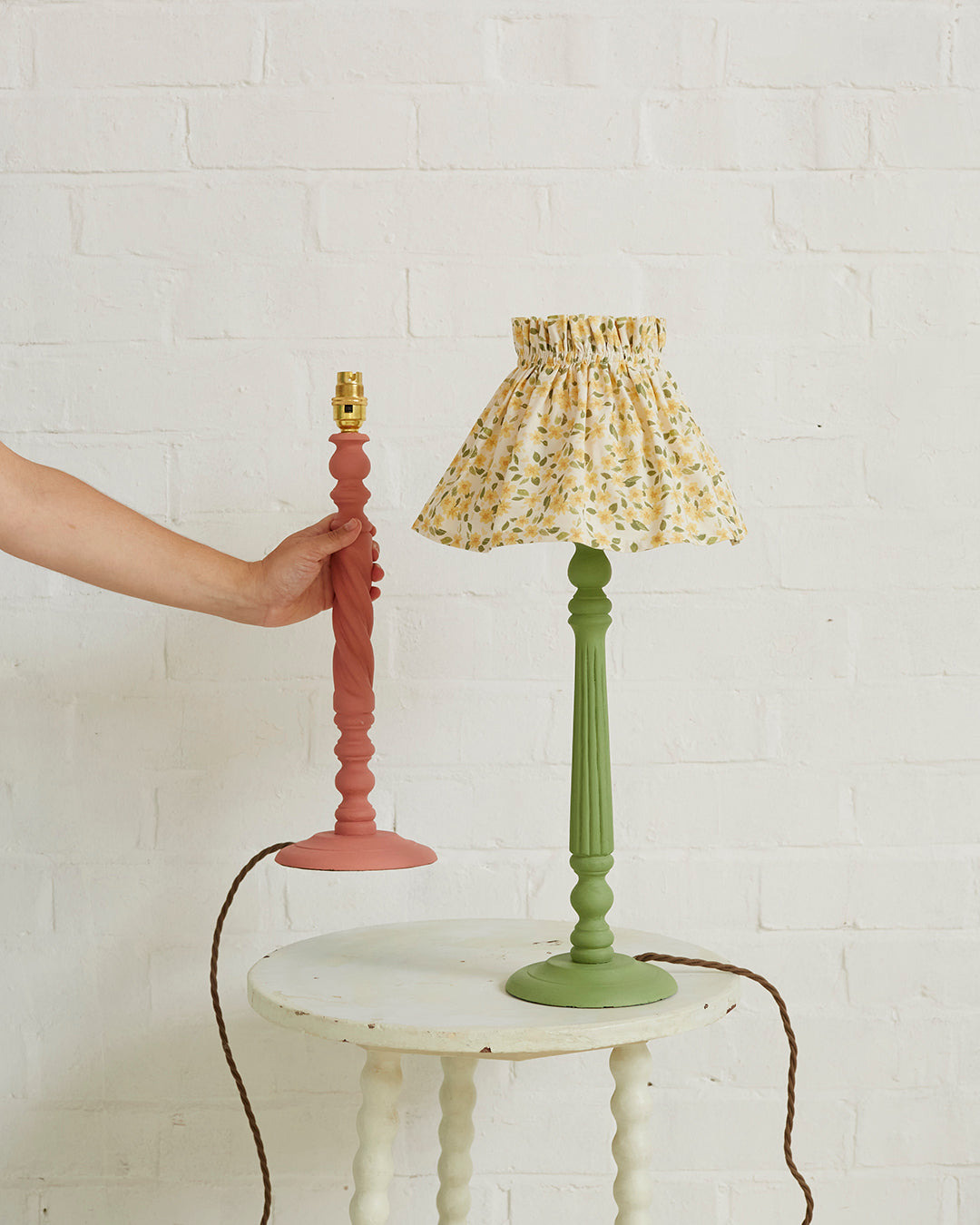 Hestia, hand painted table lamp x Annie Sloan (Capability green)