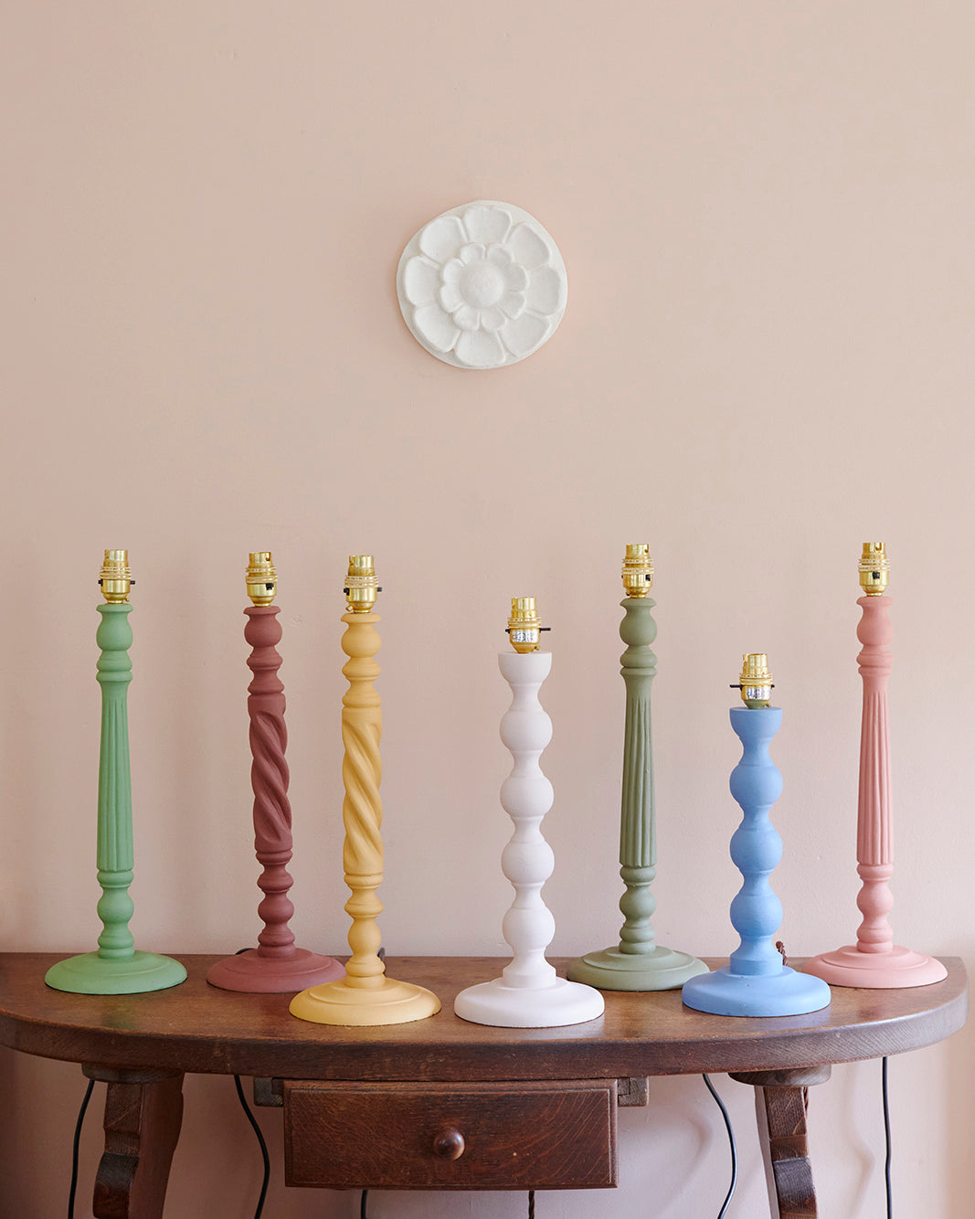 Hestia, hand painted table lamp x Annie Sloan (Capability green)