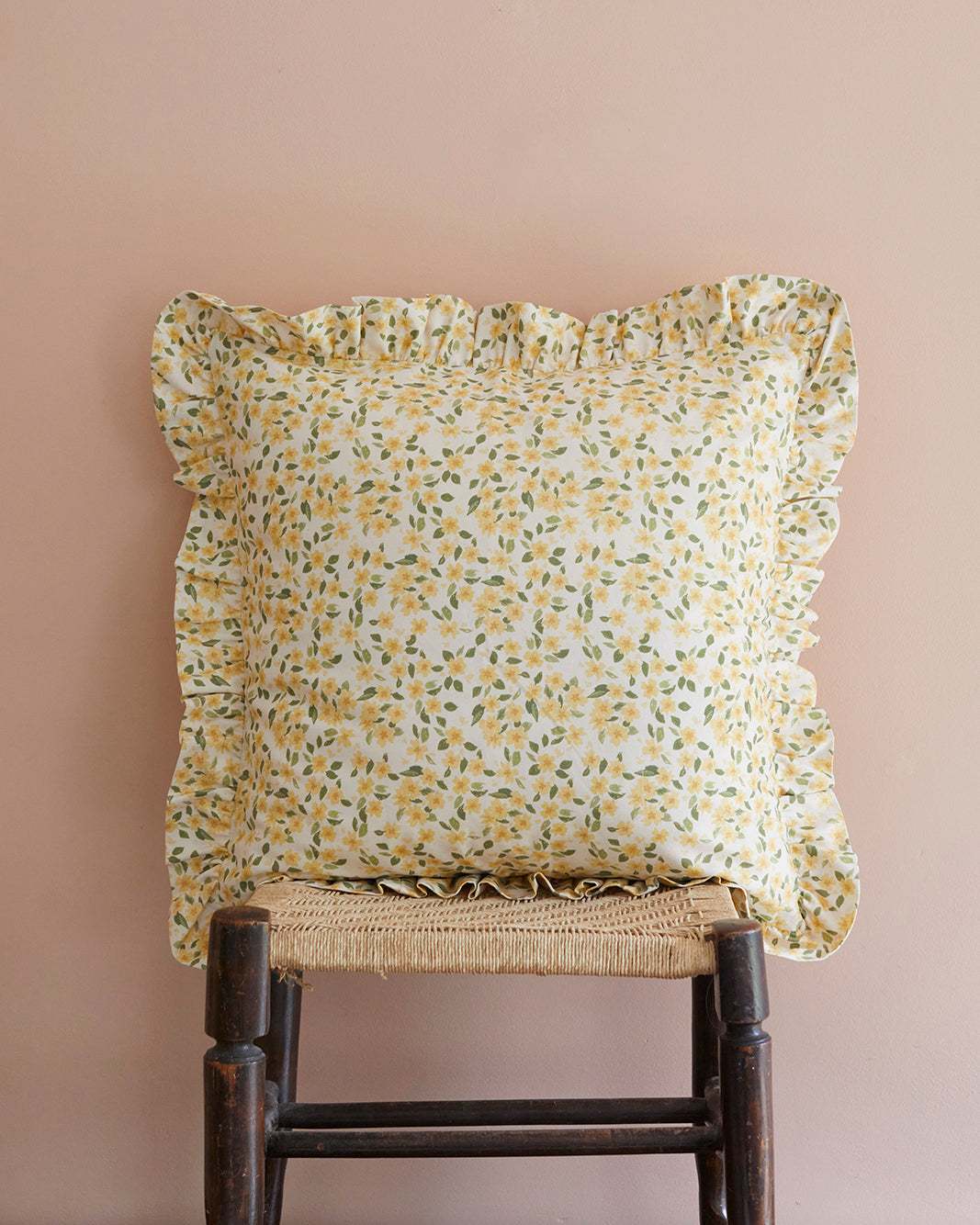 Primrose, calico frill cushion