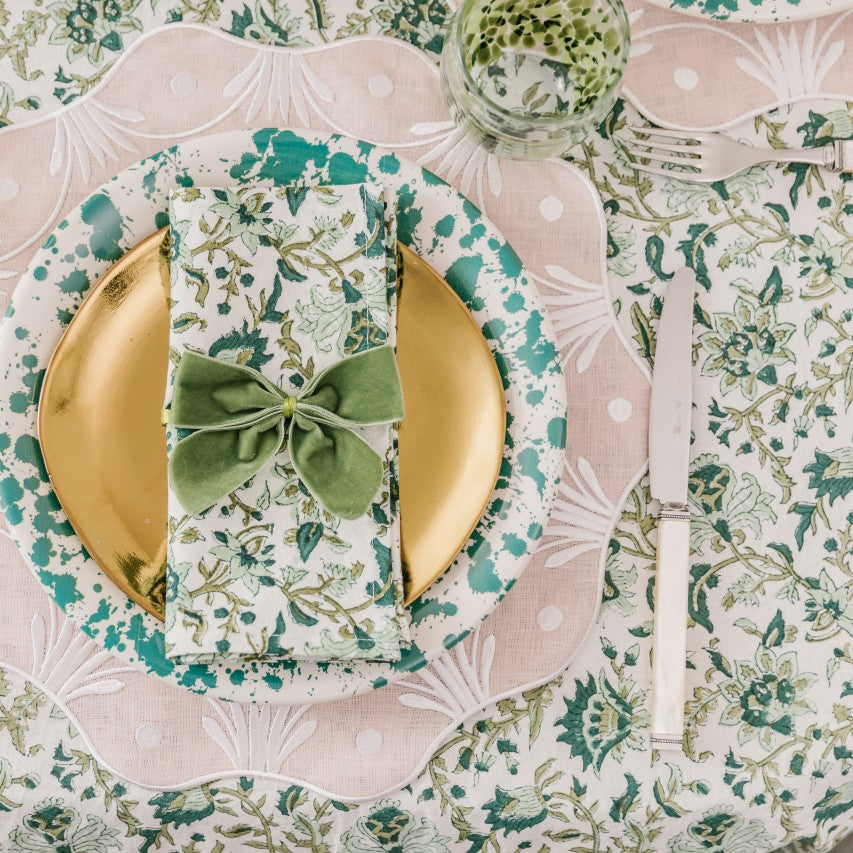 Apricot Flower Embroidered Placemat