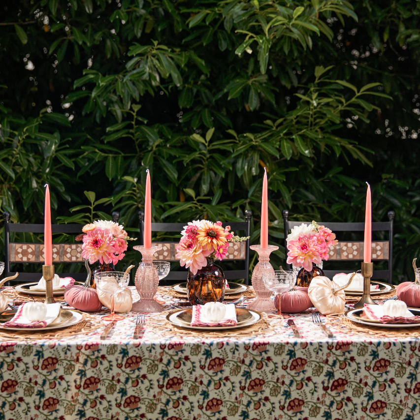 Blush Pink Glass Candle Holder