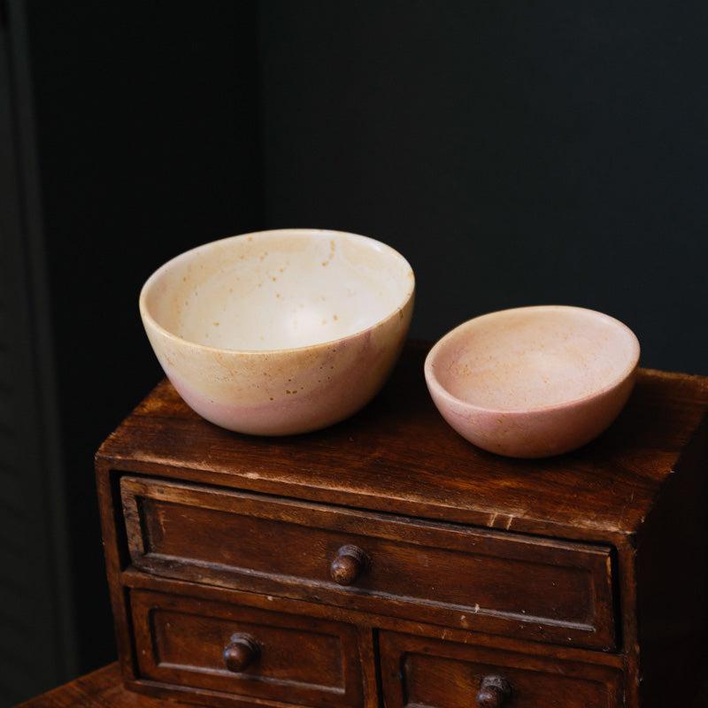 Kenyan Soapstone Hand Carved Small Bowl 'Marbled Pink'