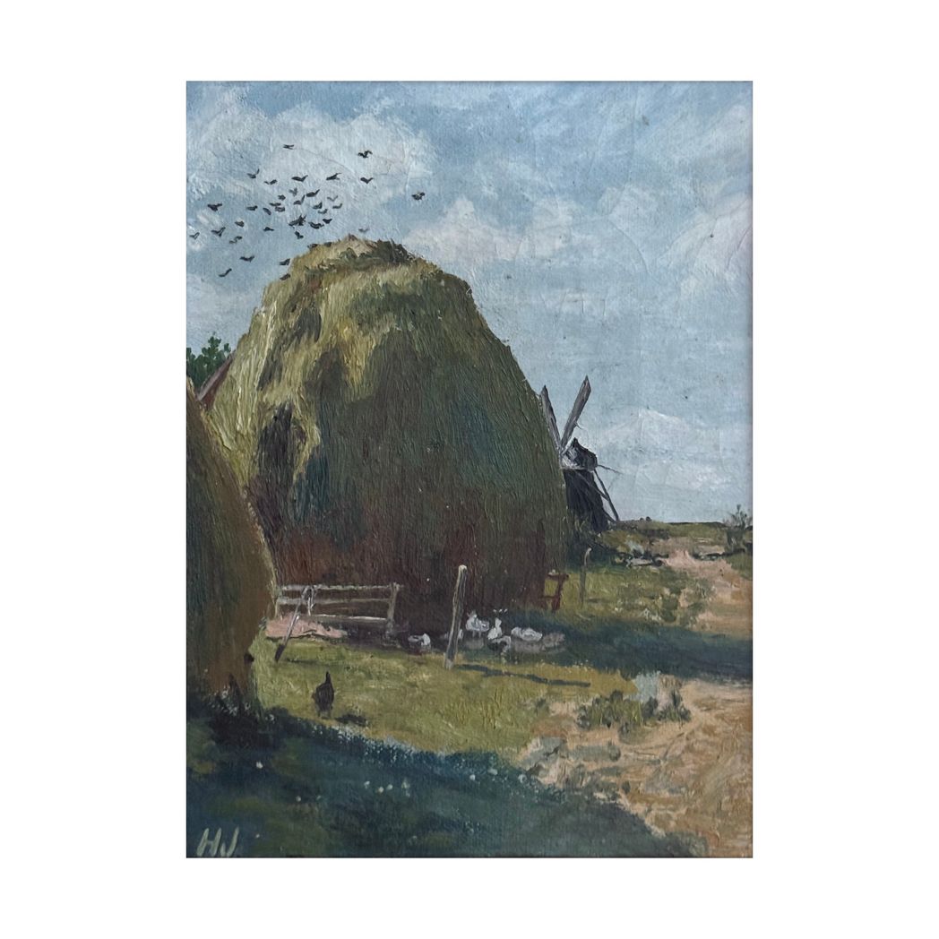 HAYSTACK WITH BIRDS