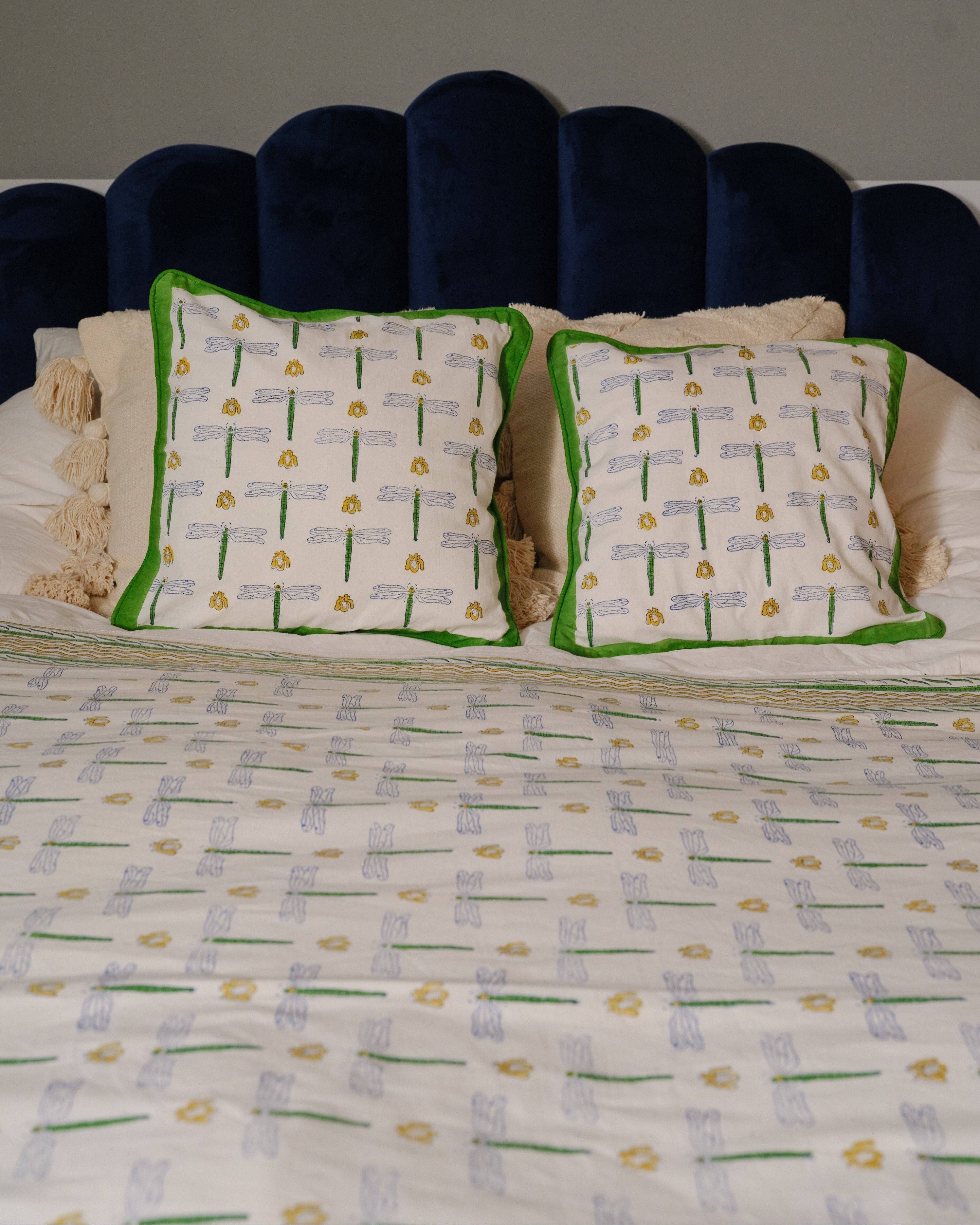 Indian Organic Cotton Tablecloth 'Dragonfly'