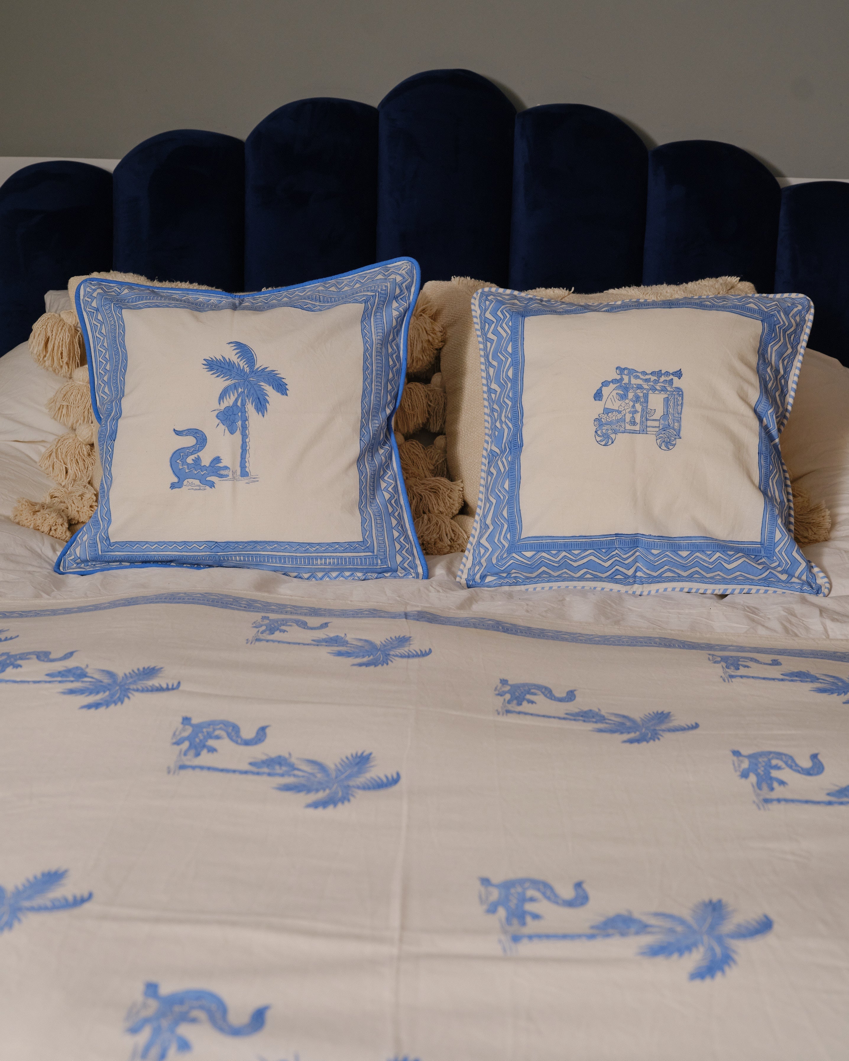 Tuk Tuk Organic Cotton Piped Cushion Cover