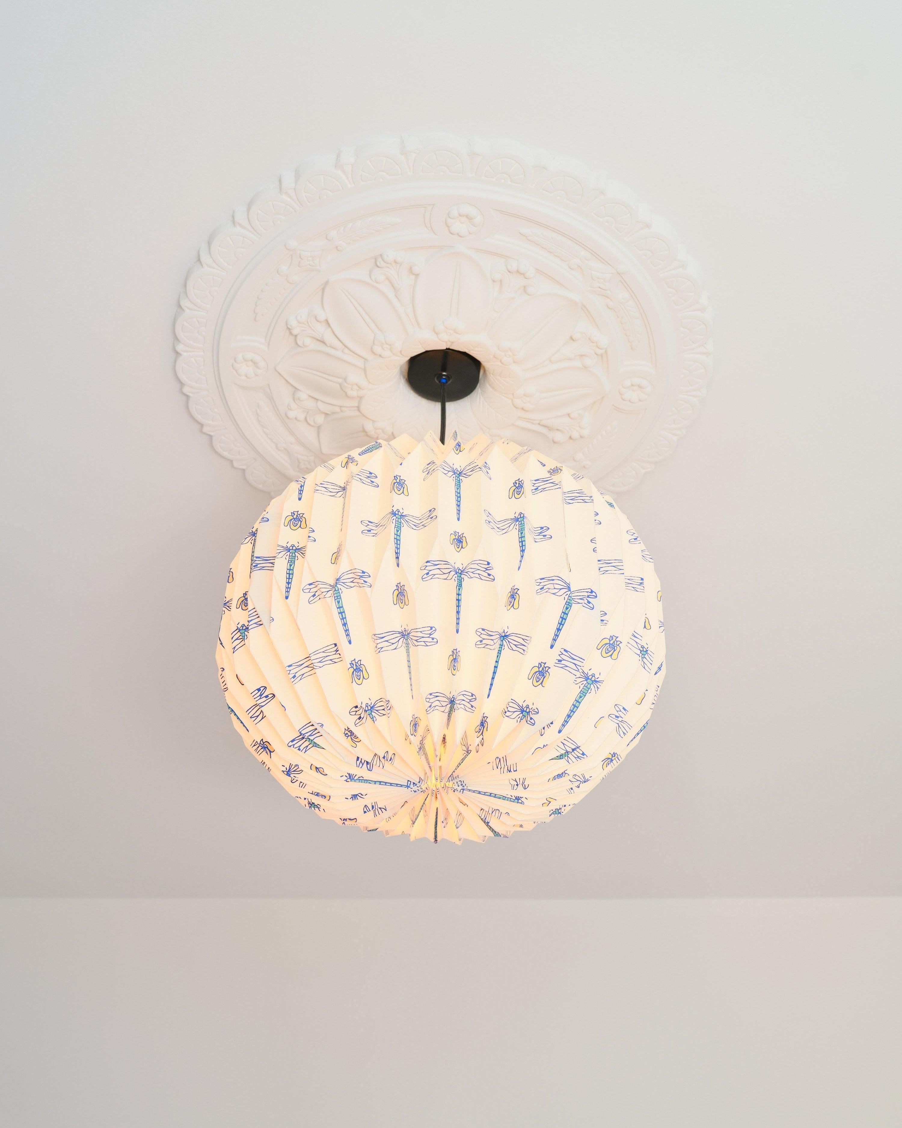 Origami Paper Lightshade Globe 'Dragonflies'