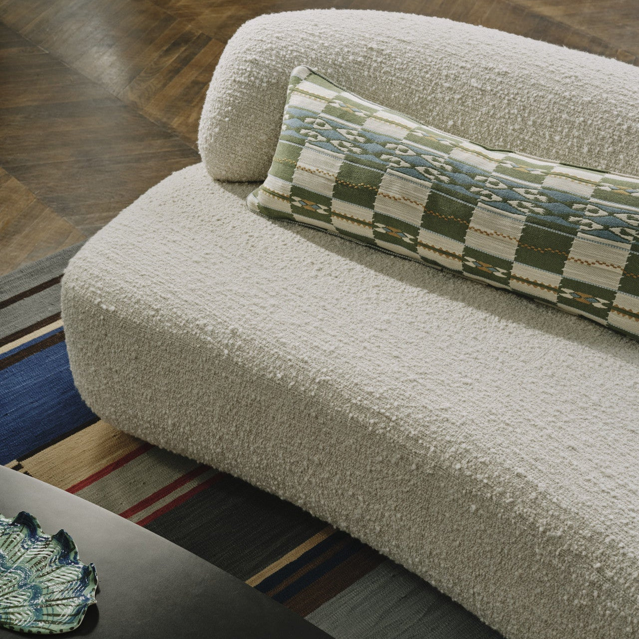 Chubby Check Green Bolster Cushion | Sample Sale