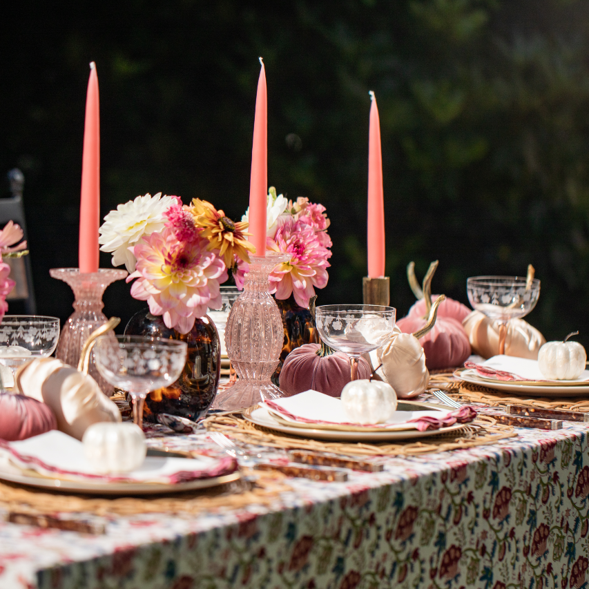 Blush Pink Glass Candle Holder