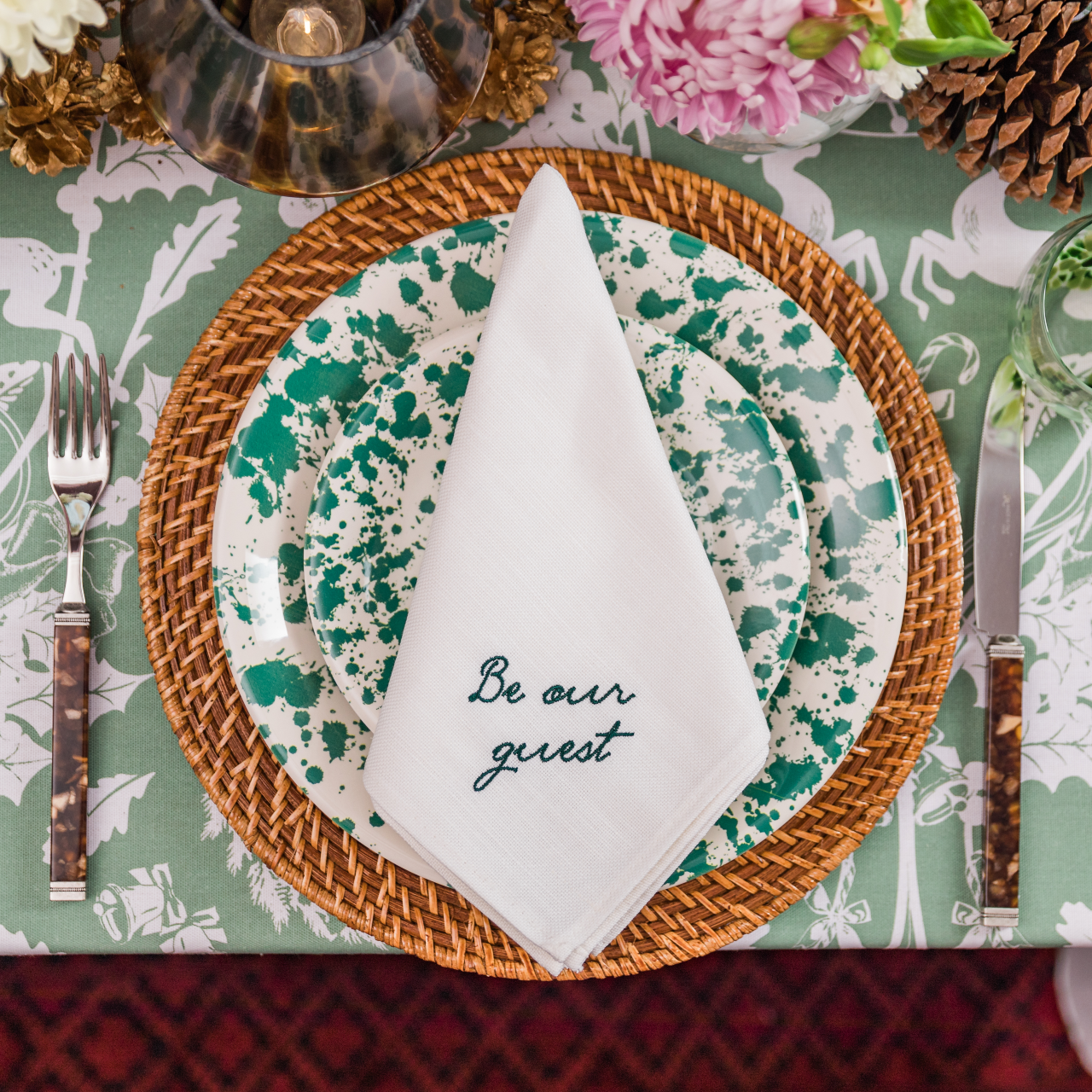 Green Splatter Dinner Plate