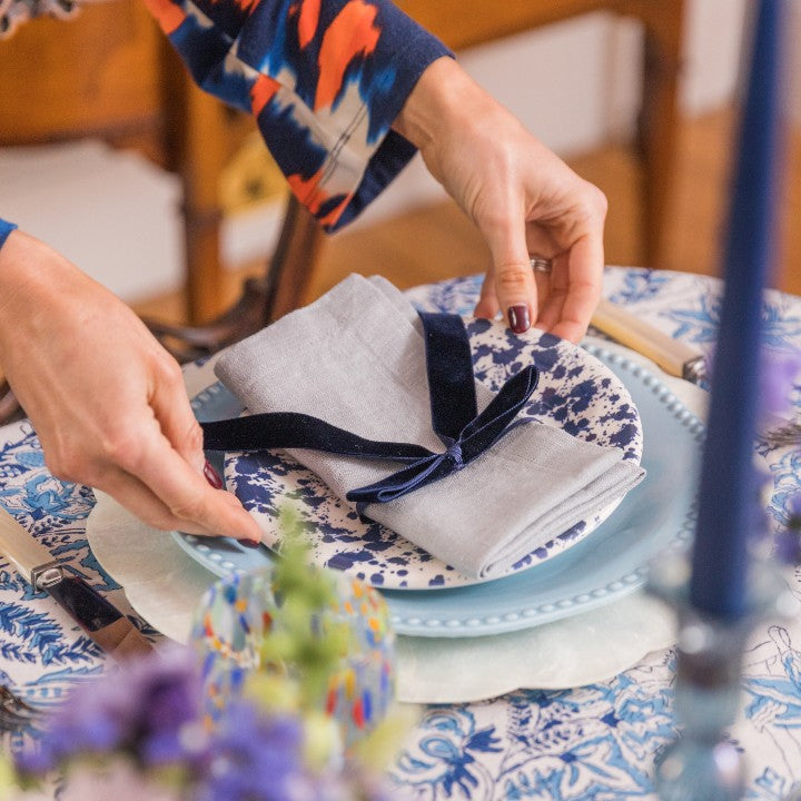 Midnight Blue Velvet Napkin Bows (Set of Two)