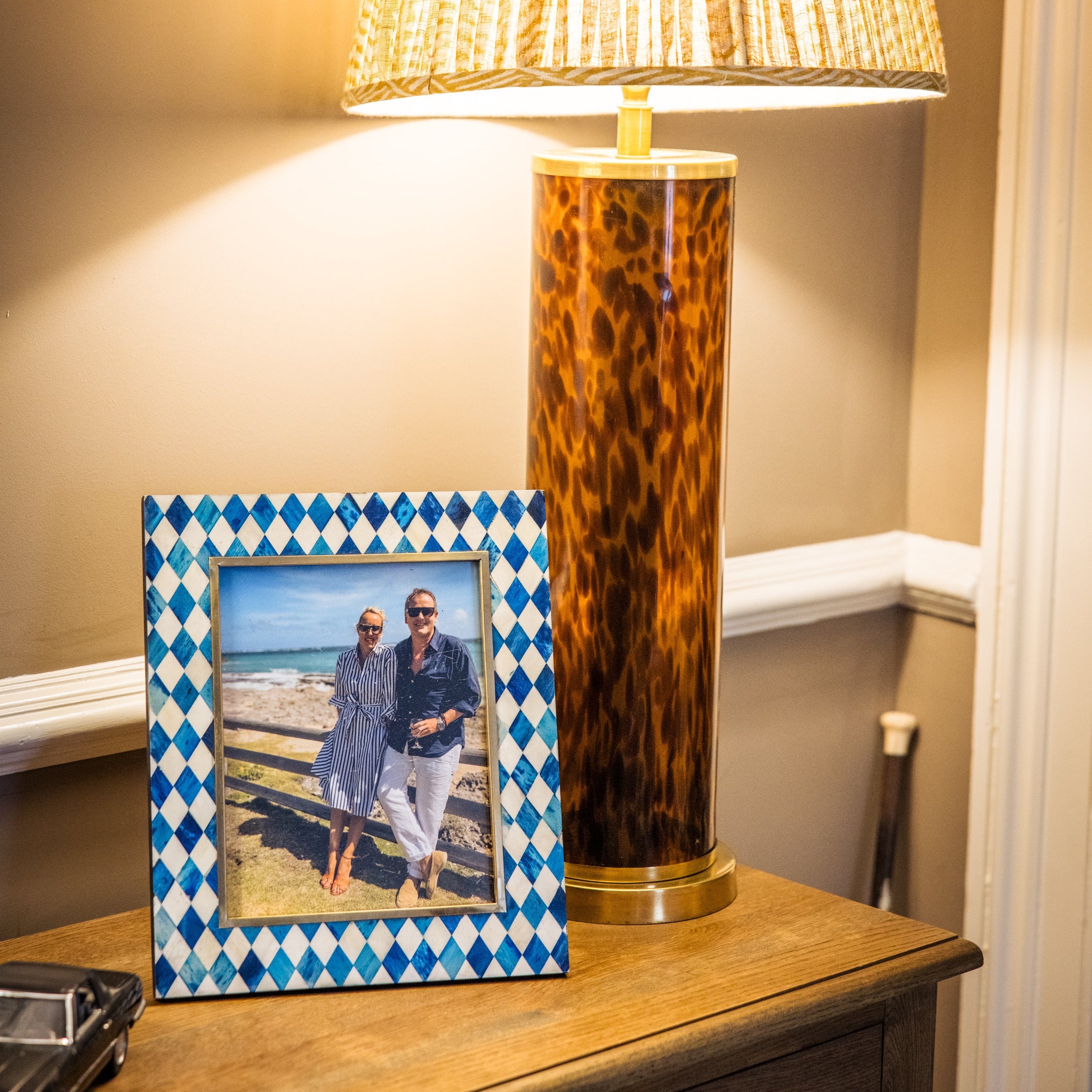 Large Photo frame | Navy Blue & White | Harlequin