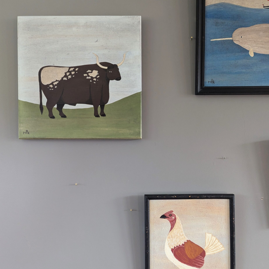 Old English Longhorn Oil Painting