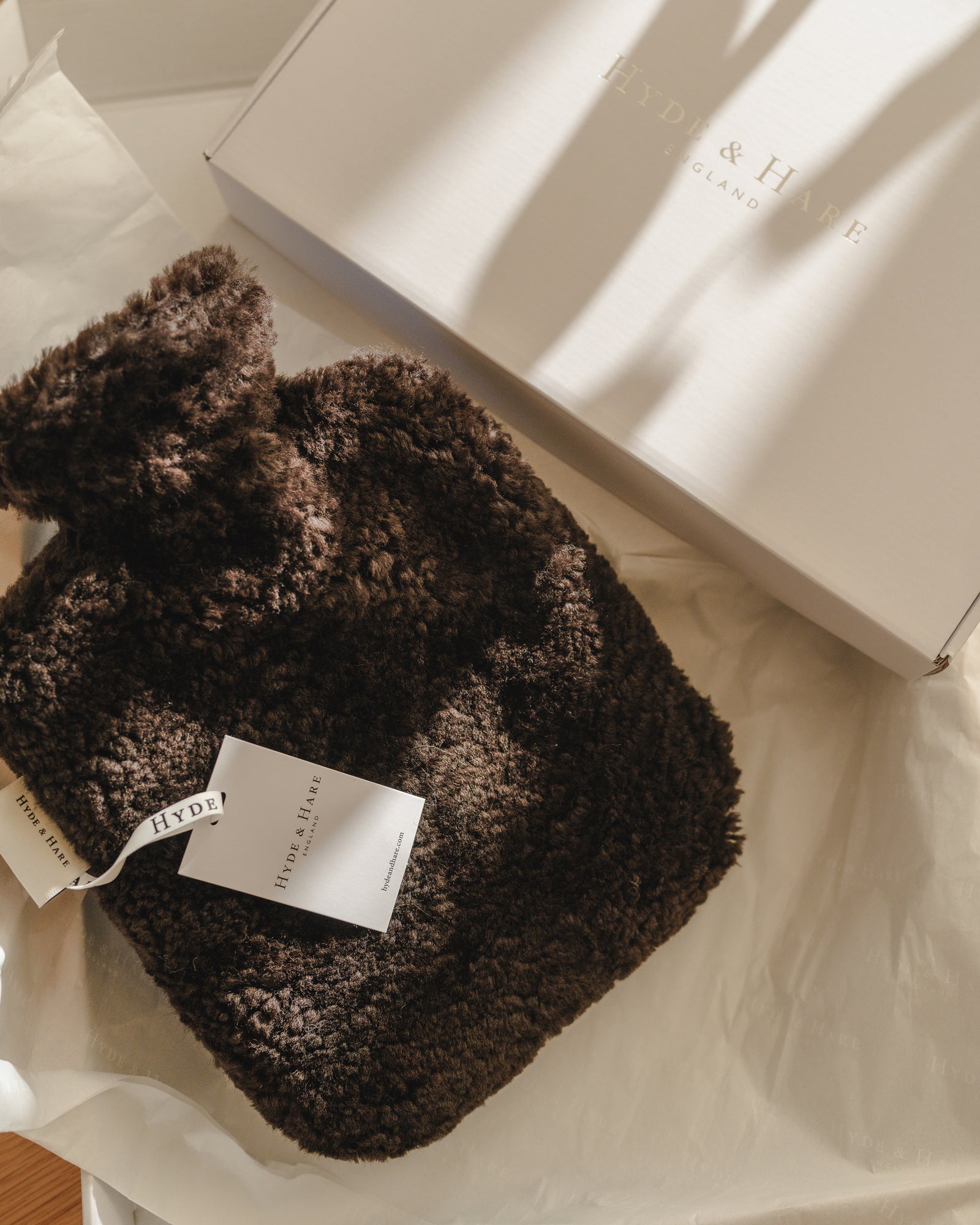 Shearling Hot Water Bottle - Espresso