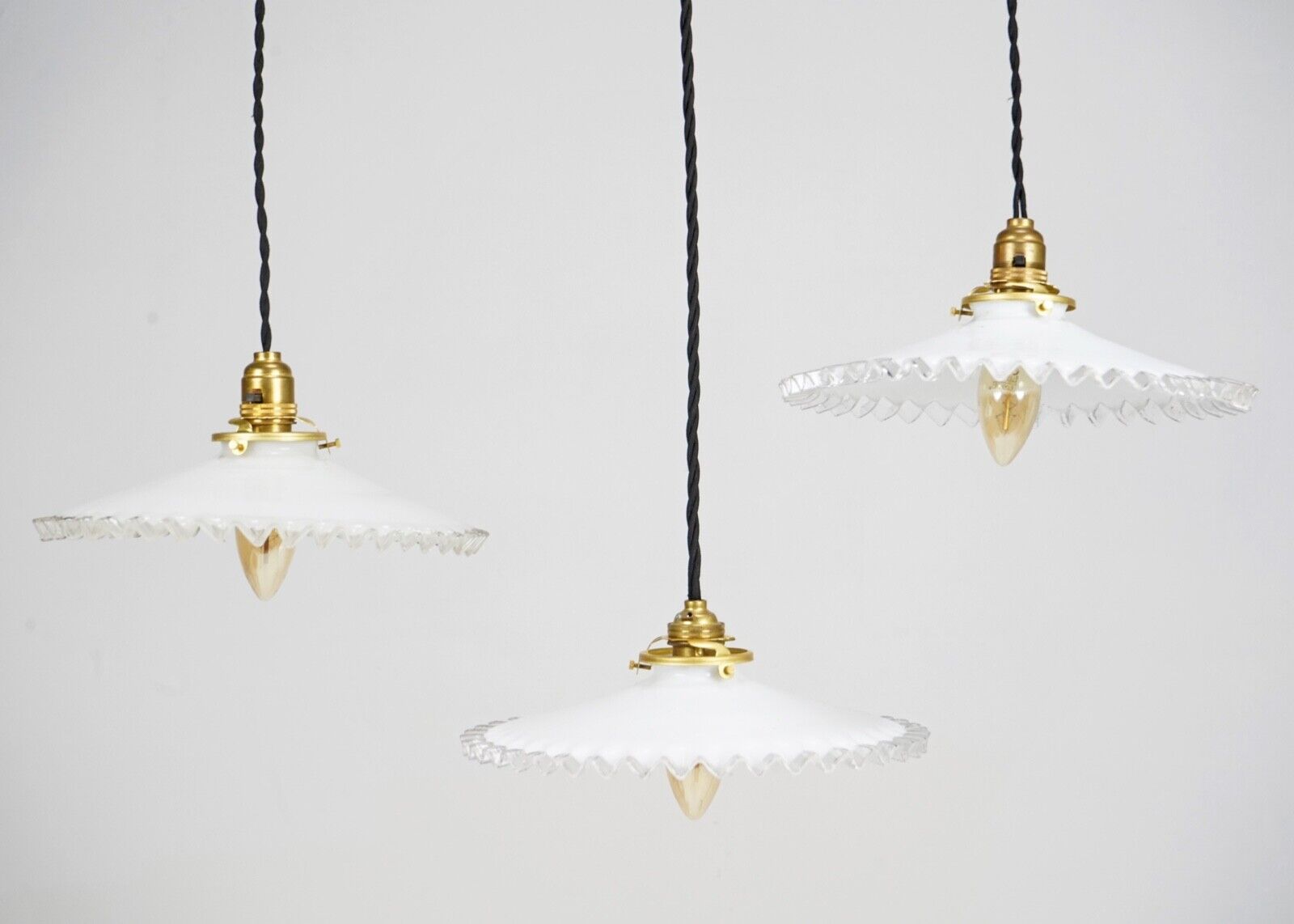 French Milk Glass Pendant Light Shade