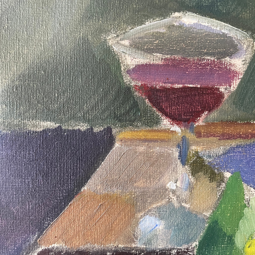 Still Life with Wine and Rose Oil Painting