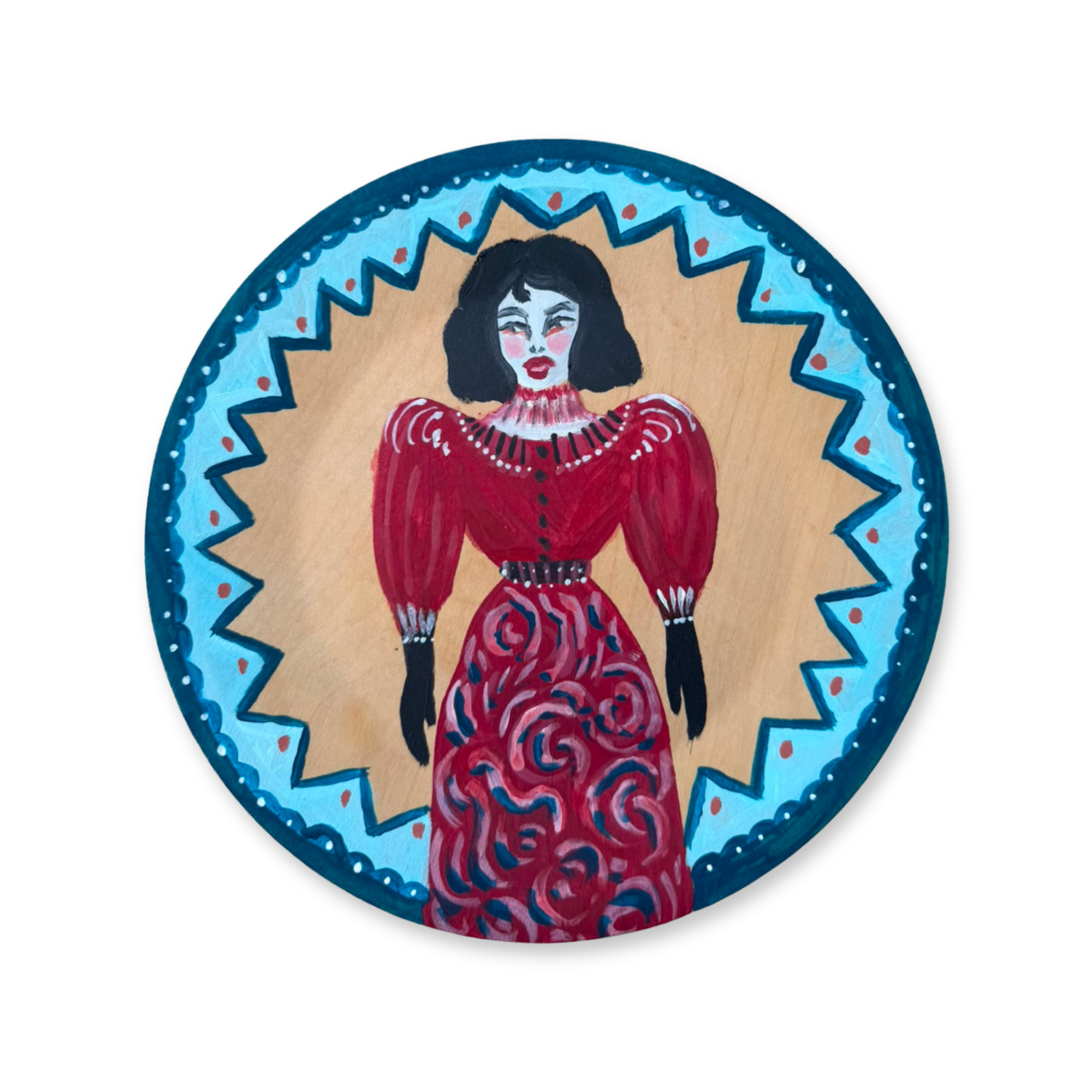 The Damzel Handpainted Decorative Plate by Morgana Burke | Sample Sale