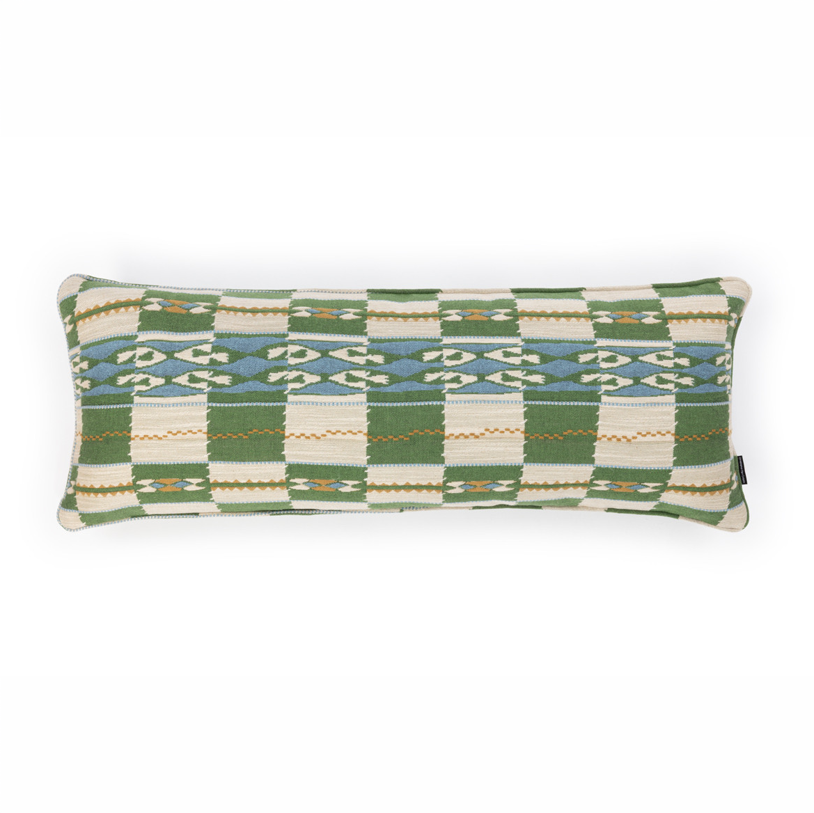 Chubby Check Green Bolster Cushion | Sample Sale