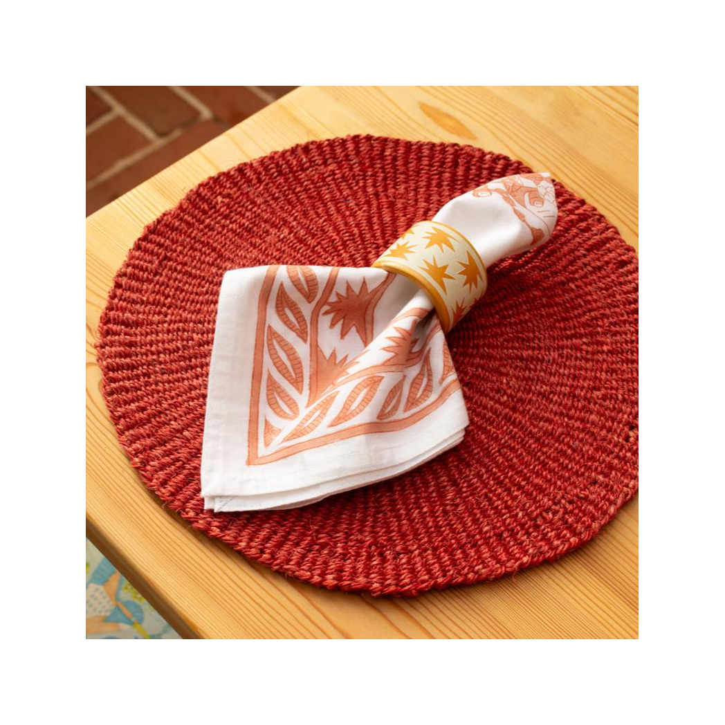 Hand Carved Soapstone Napkin Ring 'Orange Sun'