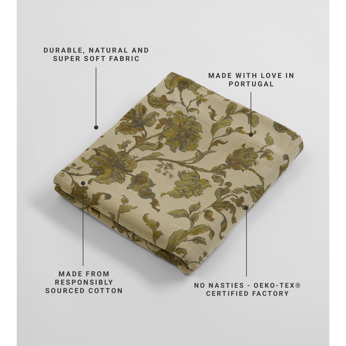 Rosie Floral Jacquard 100% Cotton Tablecloth