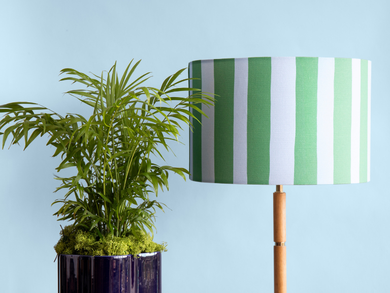 Blue & green stripe printed shade